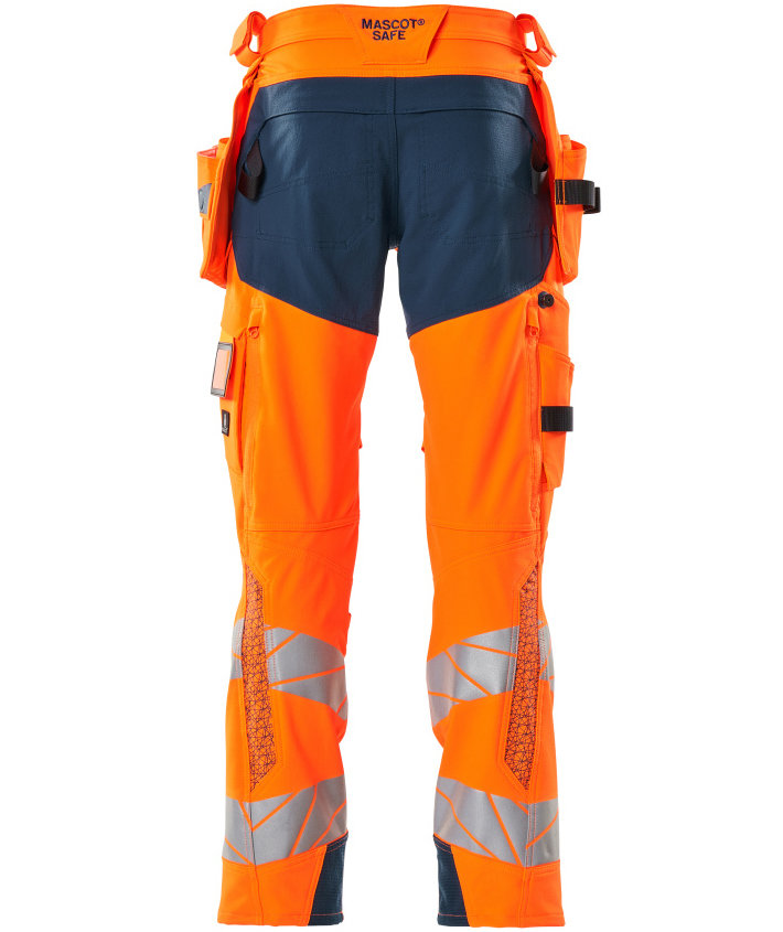 Mascot Accelerate Safe hantverksbyxa Full stretch, Varsel Orange/M&ouml;rk Petroleum