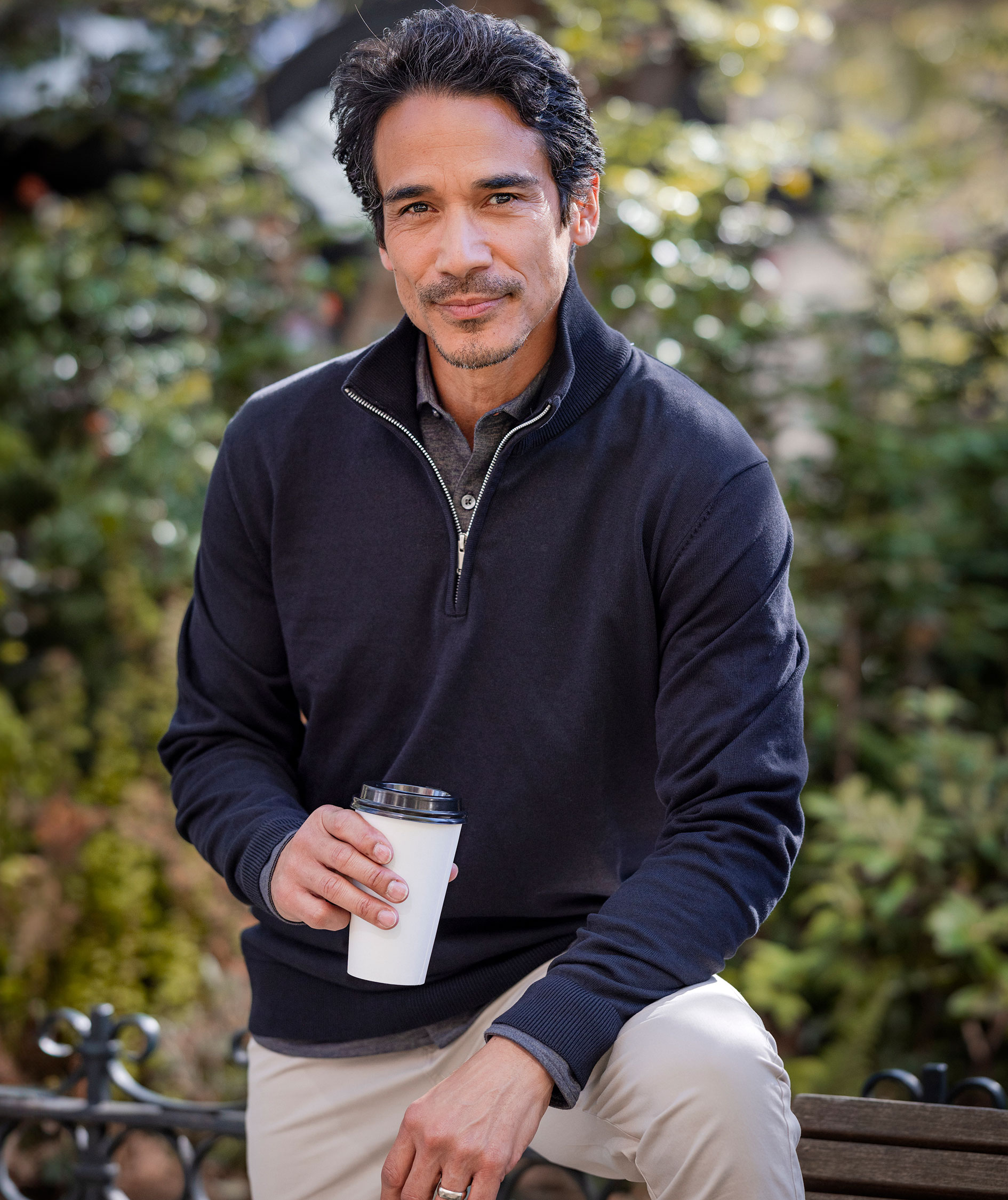Cutter & Buck Oakville half zip stickad tr&ouml;ja, Dark navy, large image number 1