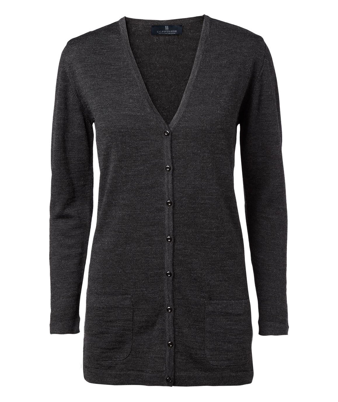 CC55 Copenhagen l&aring;ng stickad cardigan dam, Charcoal