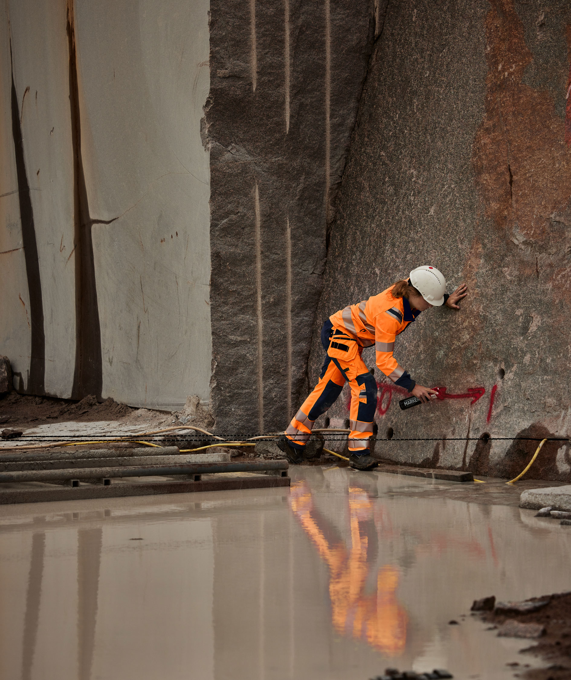 Fristads Green 2664 GSTP hantverksbyxa dam full stretch, Varsel Orange/Marinbl&aring;, large image number 2