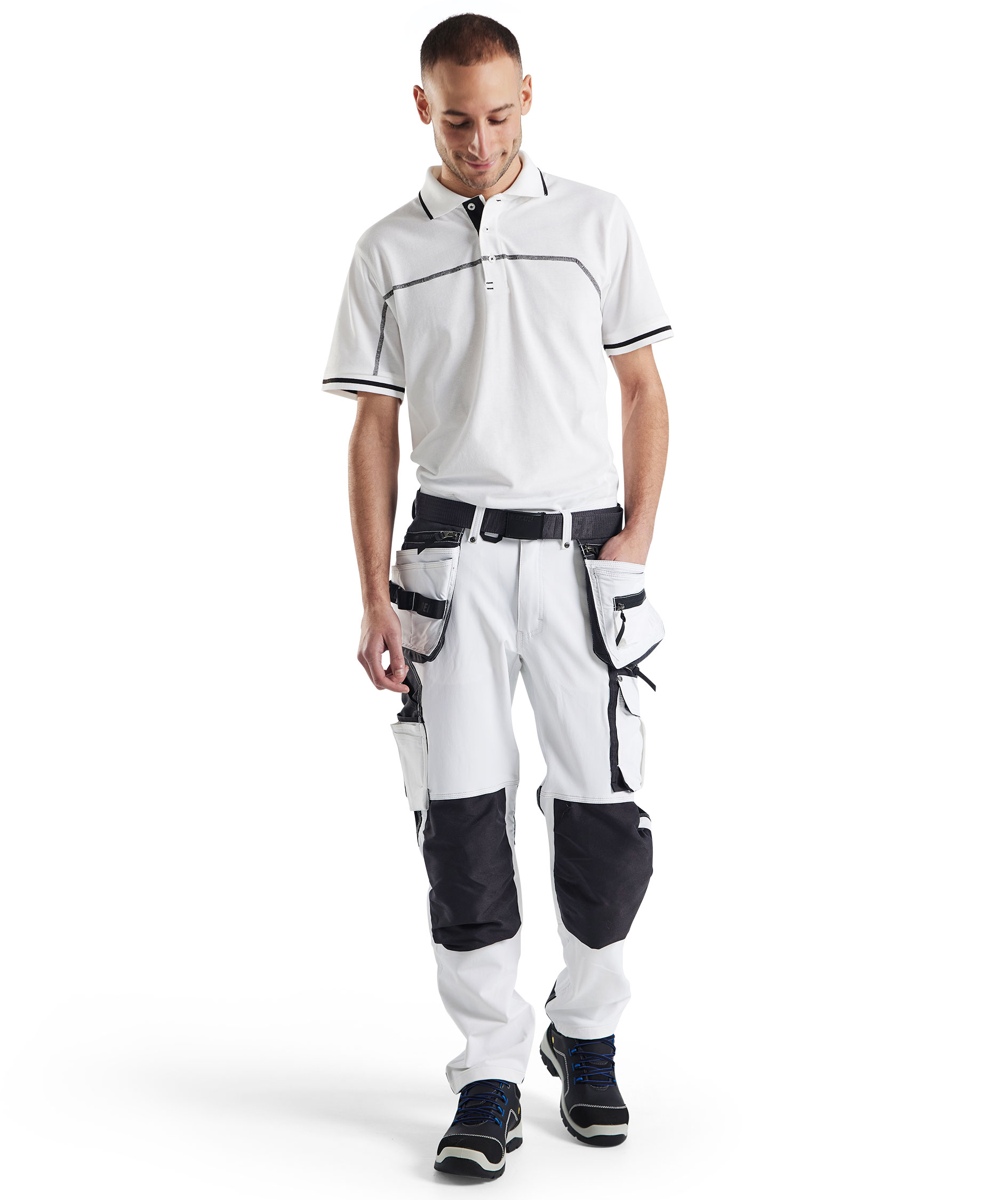 Bl&aring;kl&auml;der arbetsbyxa full stretch, Vit/m&ouml;rkgr&aring;