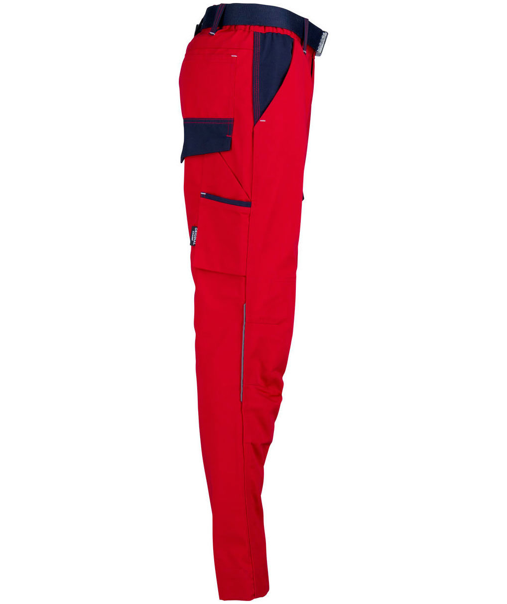 Kramp Original arbeidsbukse med belte, R&oslash;d/Marine
