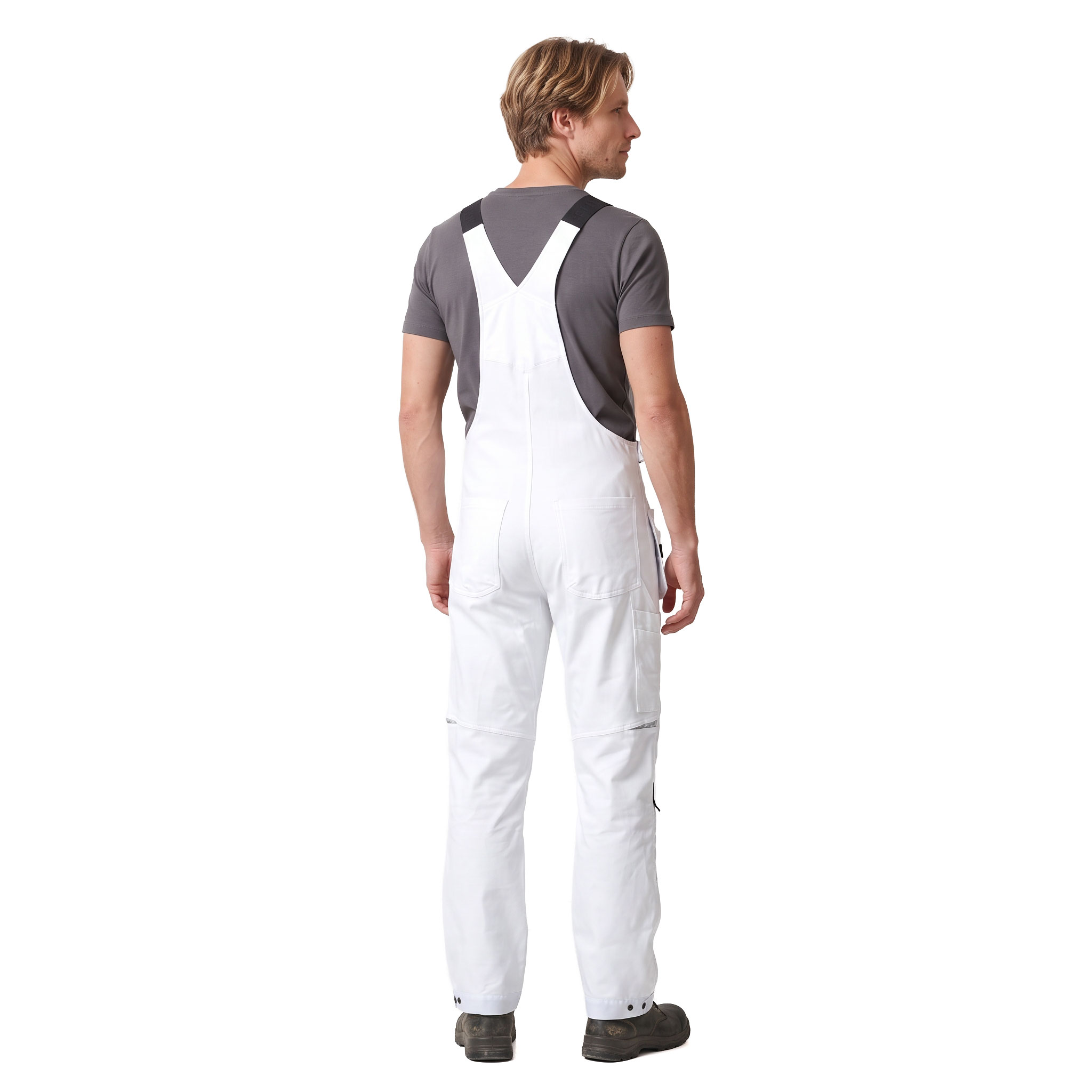 Kansas Evolve craftsman bib and brace full stretch, White, large image number 3