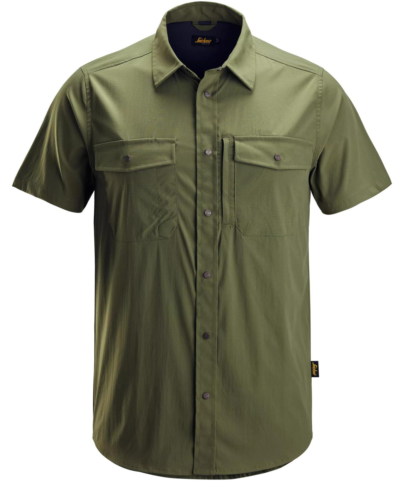 Snickers LiteWork kort&auml;rmad skjorta 8520, Khaki Green, large image number 0