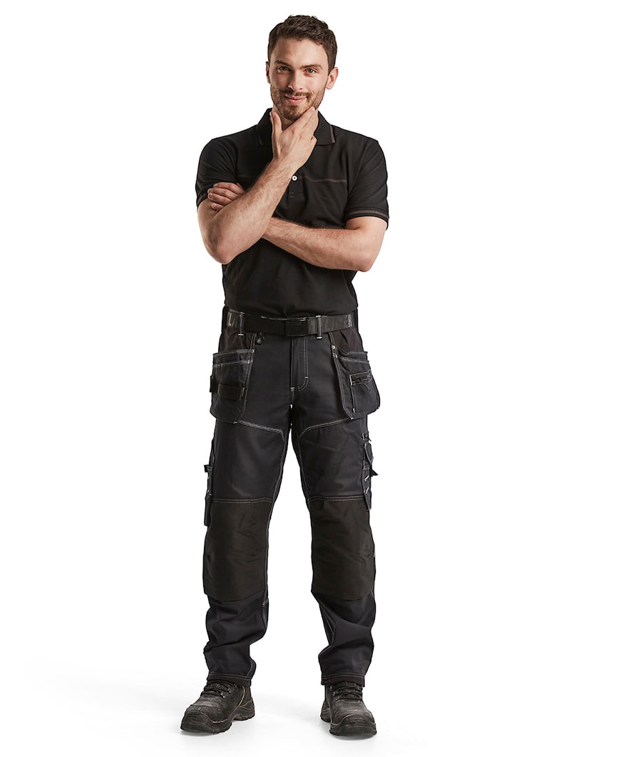 Bl&aring;kl&auml;der Unite polo T-shirt, Sort/M&oslash;rkegr&aring;, large image number 1