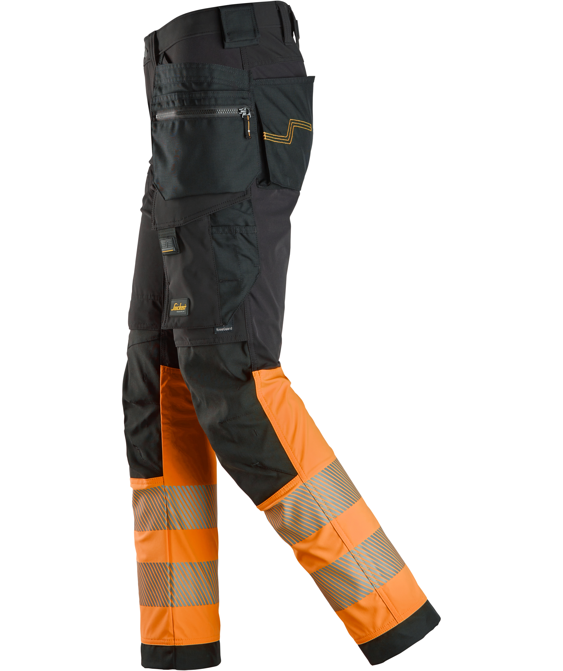 Snickers h&aring;ndv&aelig;rkerbukser 6231 full stretch, Hi-Vis Sort/Orange, large image number 3