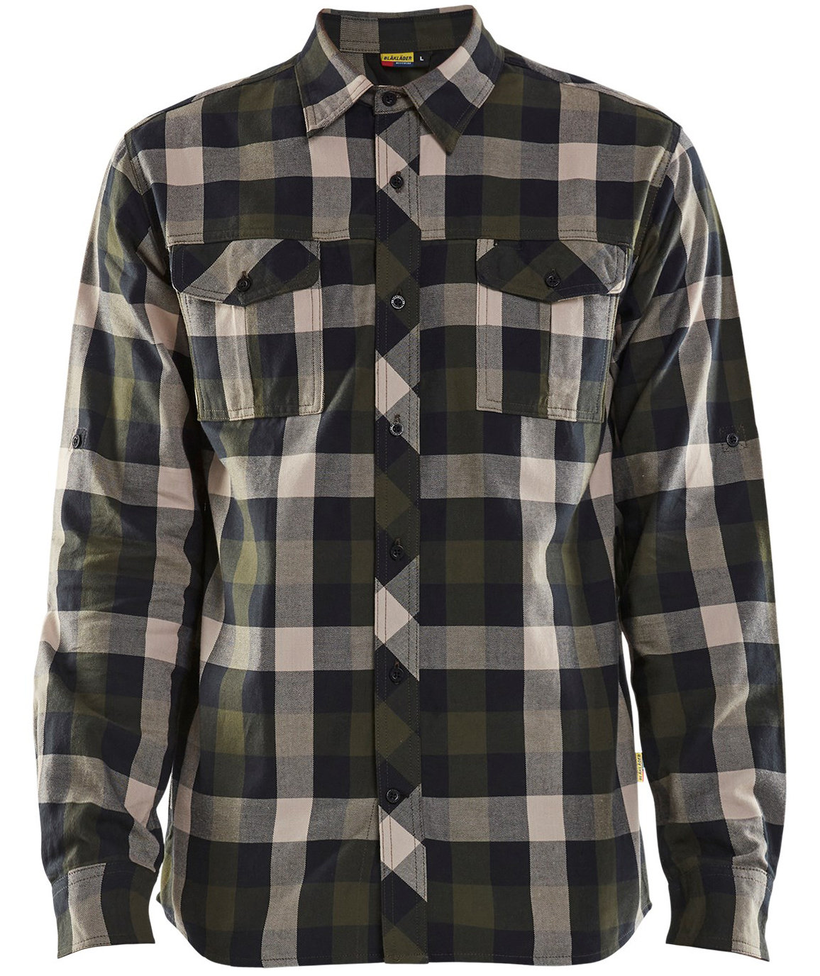 Bl&aring;kl&auml;der flanell skogsarbetare skjorta, Olivgr&ouml;n/Svart
