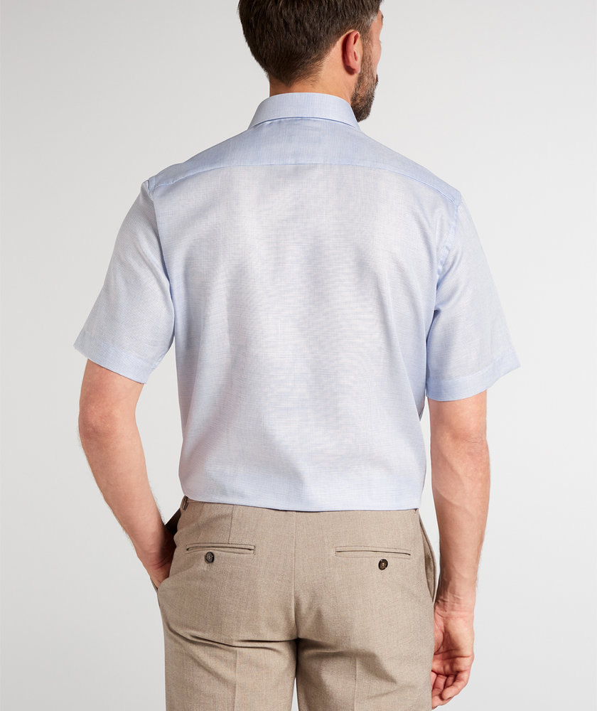 Eterna Modern fit kort&auml;rmad kort&auml;rmad struktur skjorta, Bl&aring;/Vit, large image number 2