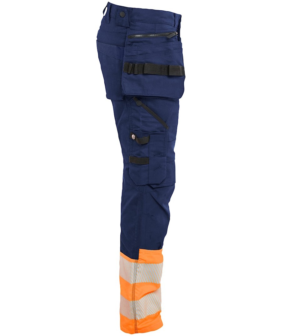 Bl&aring;kl&auml;der hantverksbyxa, Marinbl&aring;/Varselorange, large image number 2
