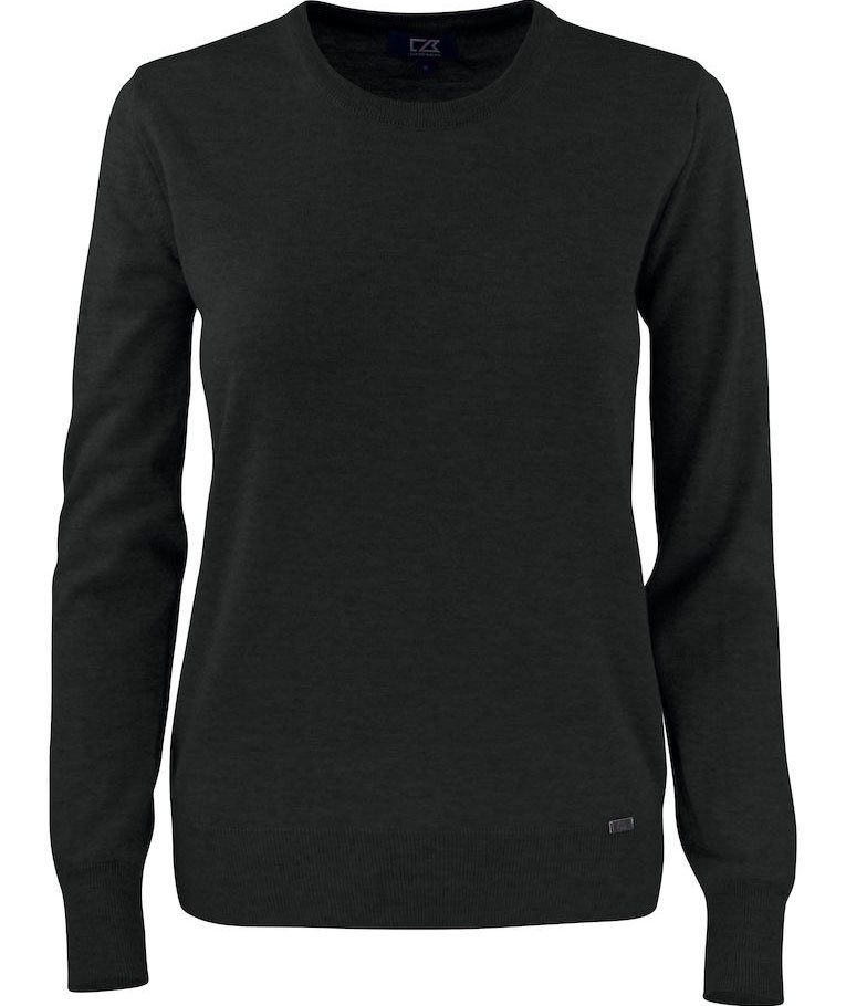 Cutter & Buck Kennewick Crewneck dam med merinoull, Black, Black, swatch