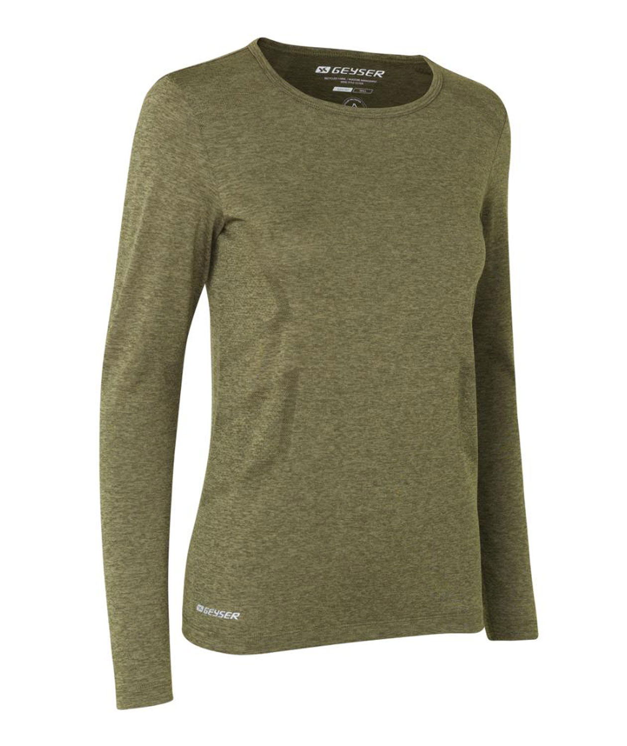 GEYSER seamless l&aring;ng&auml;rmad T-shirt dam, Olivmelerad