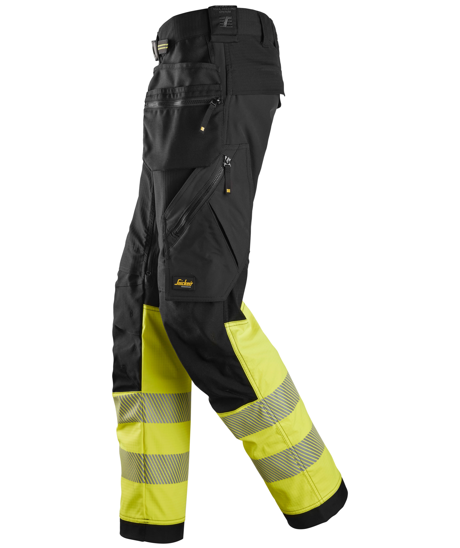 Snickers h&aring;ndv&aelig;rkerbukser 6934, Sort/Hi-Vis Gul, large image number 3