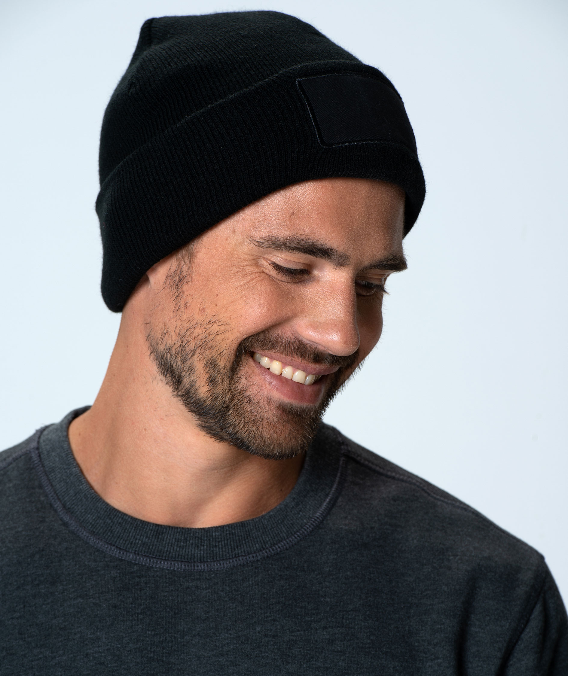 Clique Hubert Patch knitted beanie, Black, Black, large image number 3