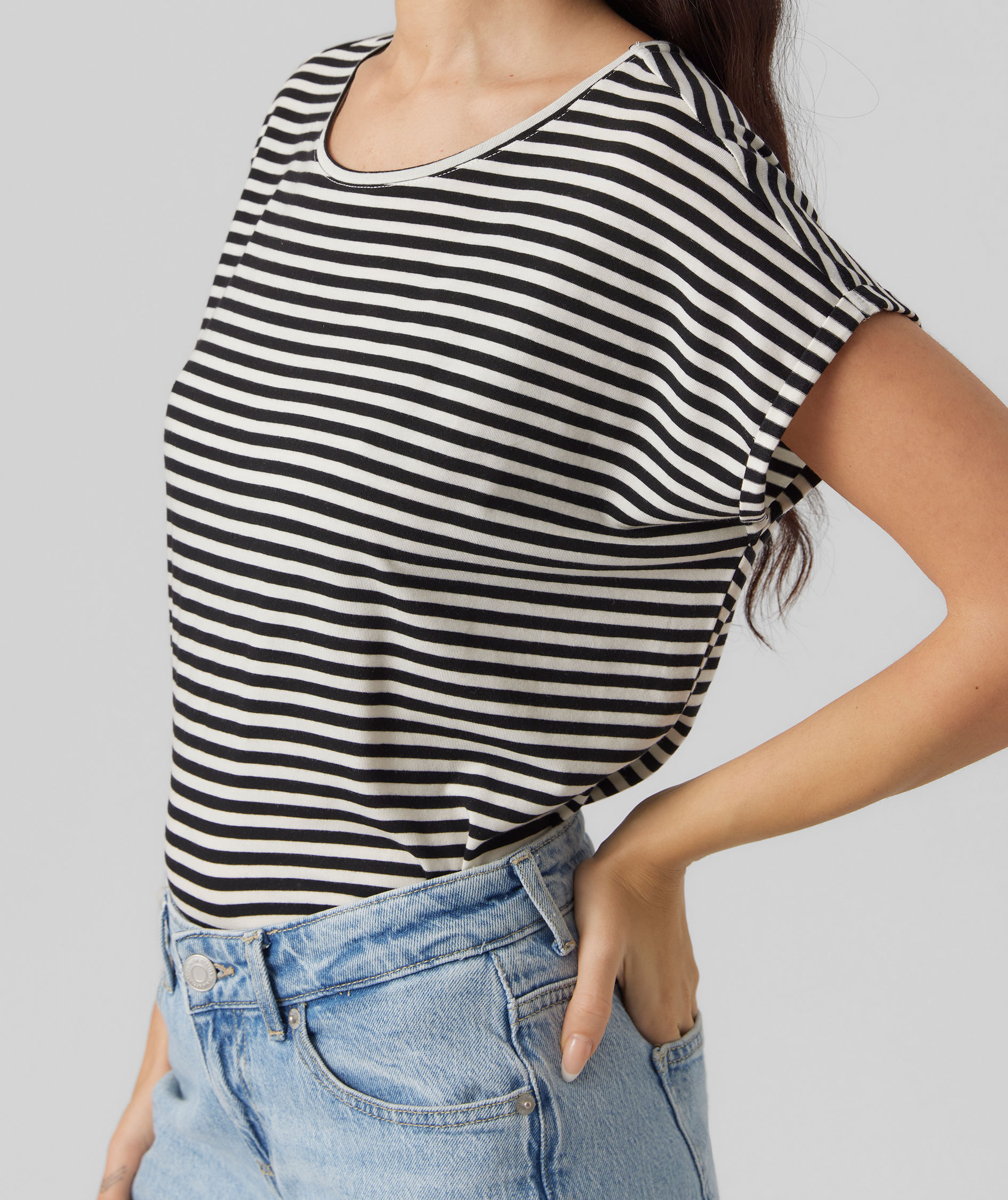 Vero Moda VMAVA STRIPE T-shirt dam, Black PRISTINE, large image number 3