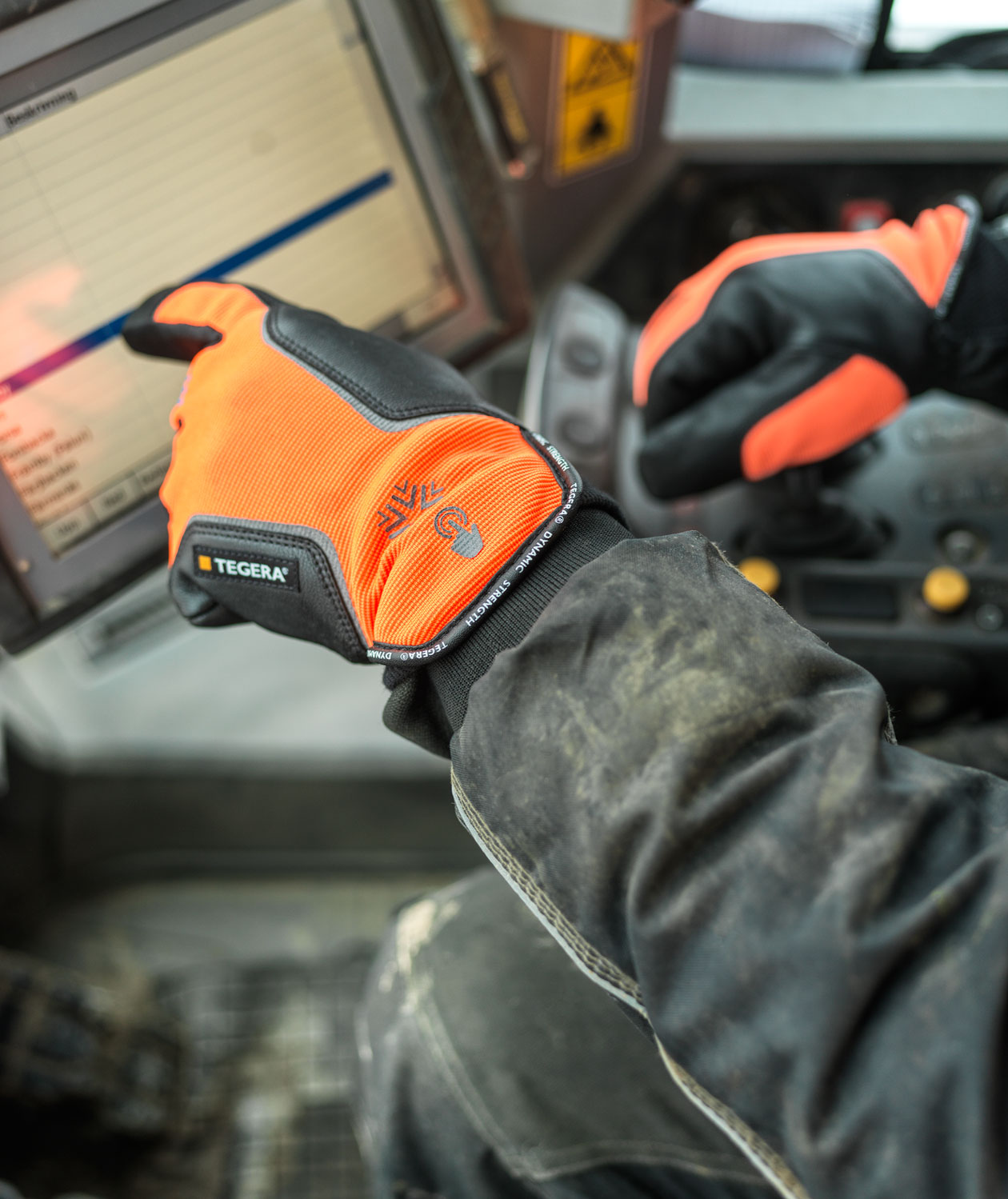 Tegera 7799 vinterhandsker med sk&aelig;rebeskyttelse Cut E, Orange/Sort, large image number 3