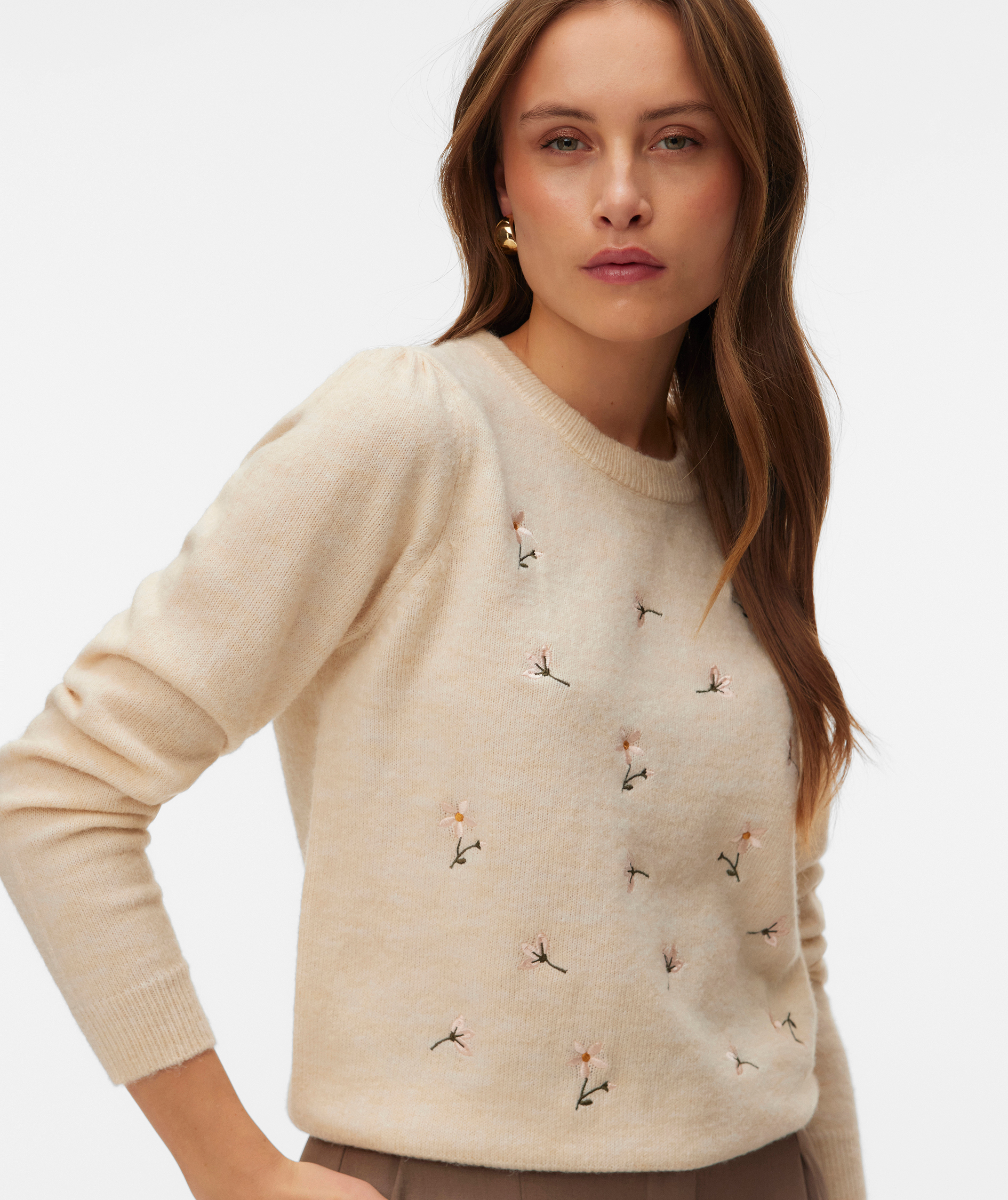 Vero Moda VMFIORELLA stickad tr&ouml;ja dam, Birch