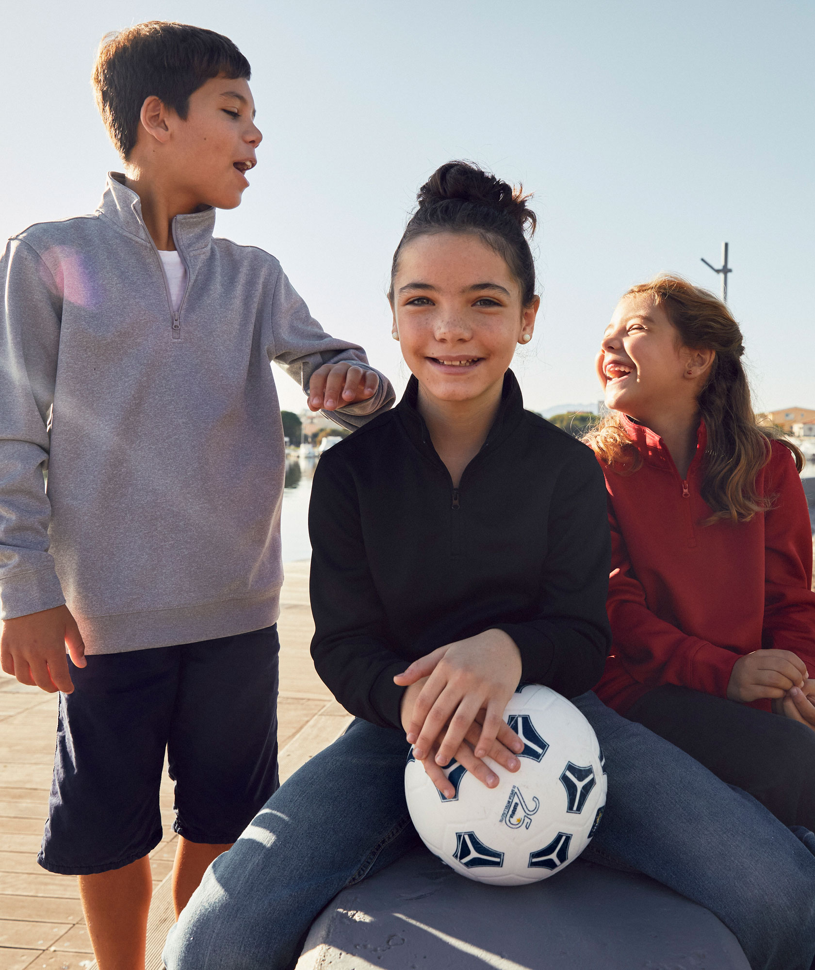 Clique Basic Active Half zip till barn, Gr&aring; Melange