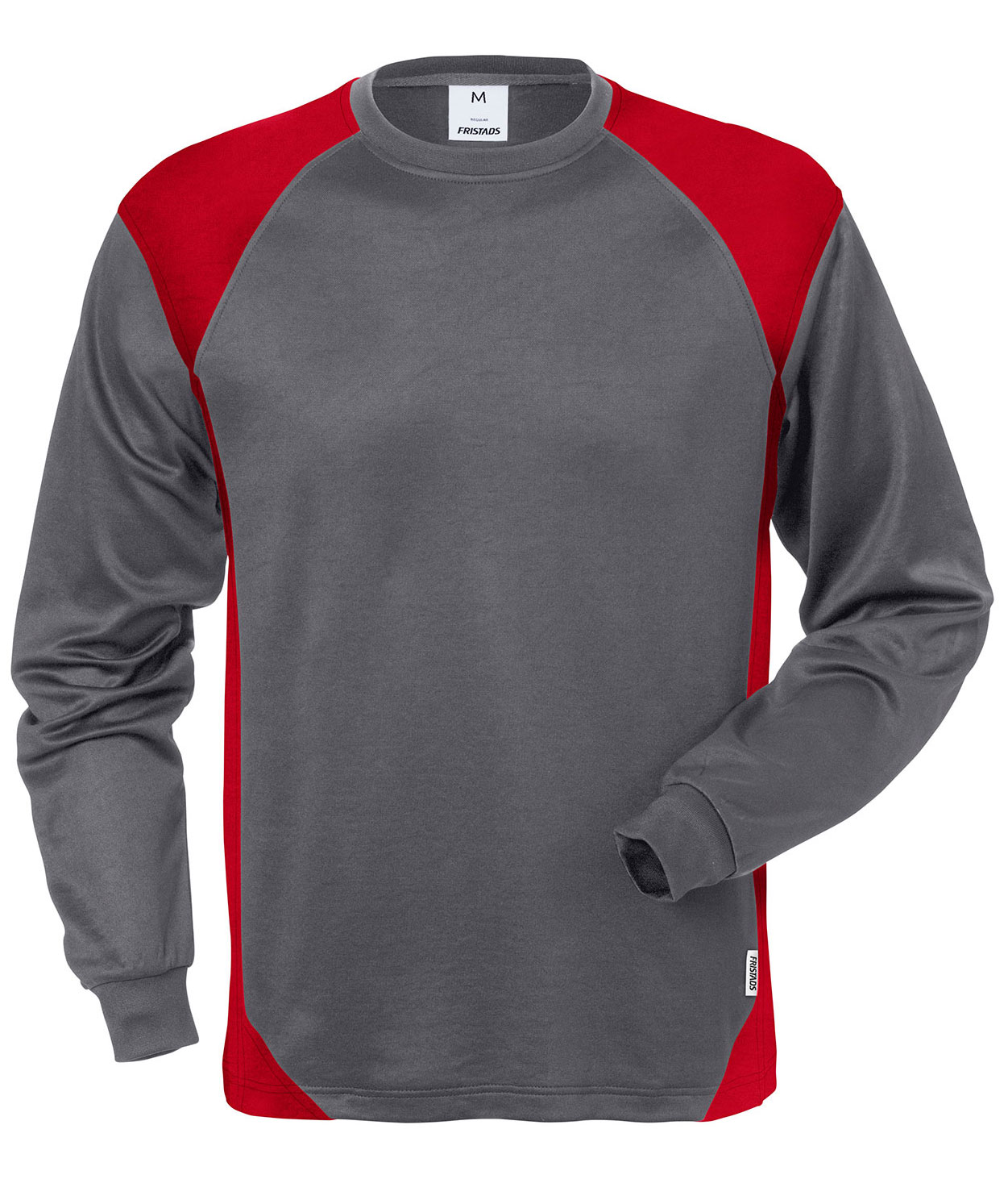 Fristads l&aring;ng&auml;rmad T-shirt 7071 THV, Gr&aring;/R&ouml;d