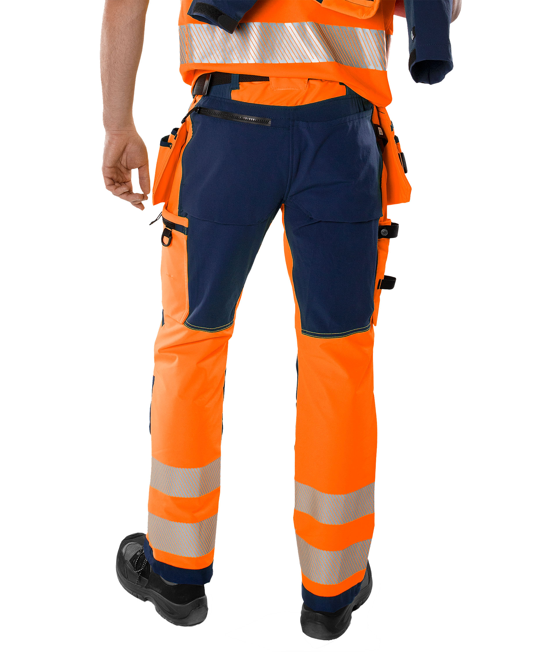 Fristads Green h&aring;ndverksbukse 2644 GSTP full stretch, Hi-Vis Orange/Marine, large image number 3