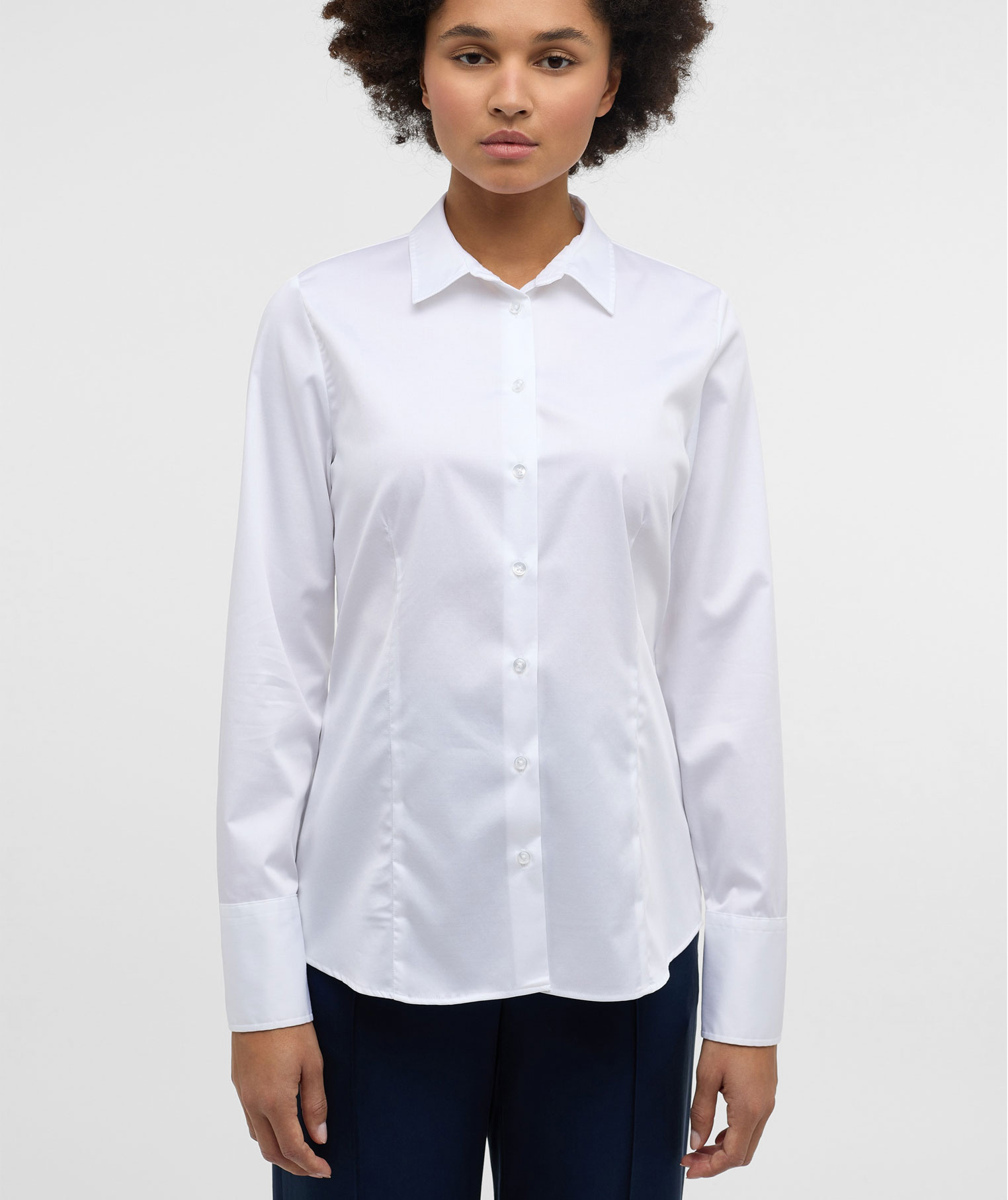 Eterna Satin Stretch ladies shirt - Modern Fit, White, large image number 1