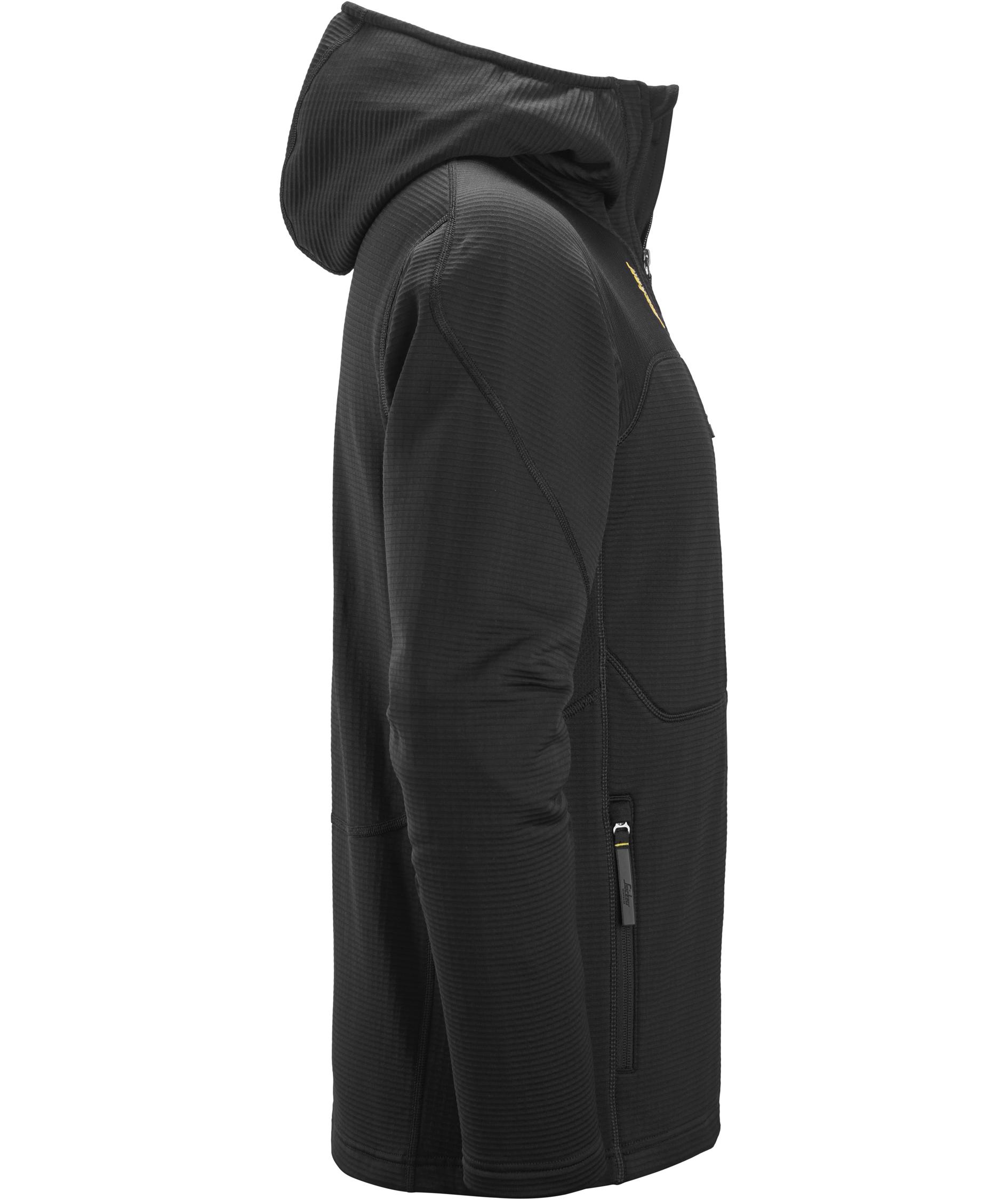 Snickers Body Mapping fleece hettegenser med glidel&aring;s 9420, Black/Black, large image number 3