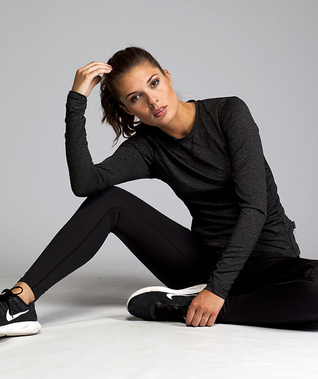 Pitch Stone l&aring;ng&auml;rmad T-shirt dam, Black melange, large image number 3