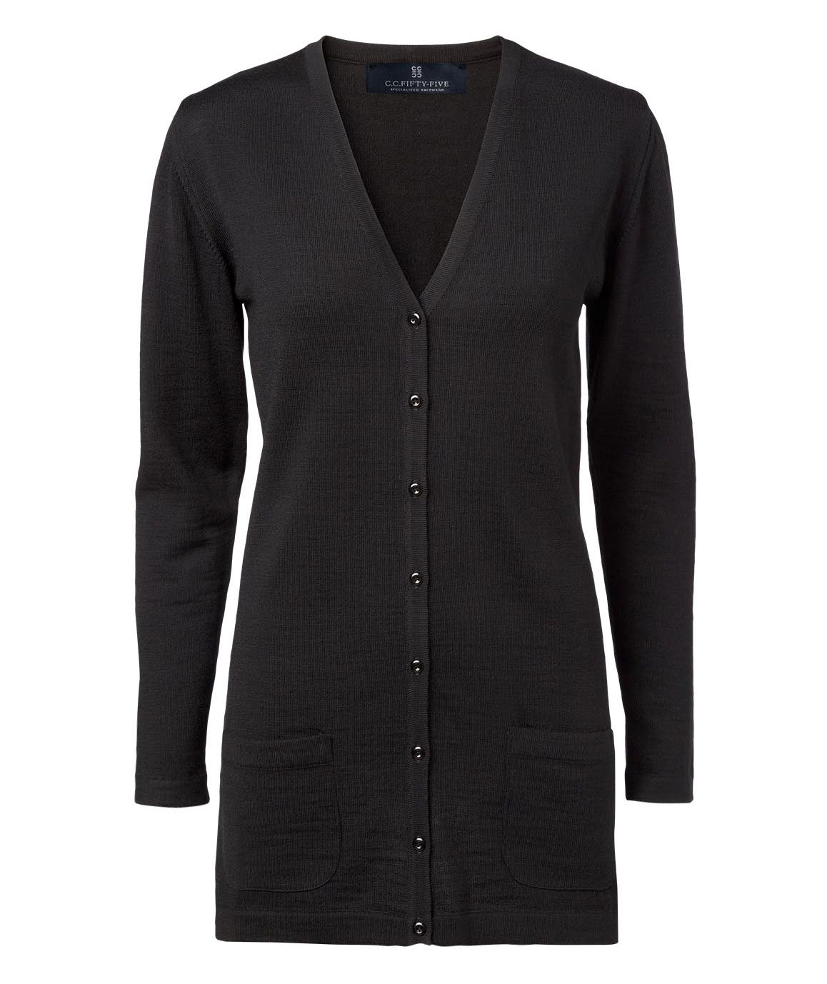 CC55 Copenhagen l&aring;ng stickad cardigan dam, Svart