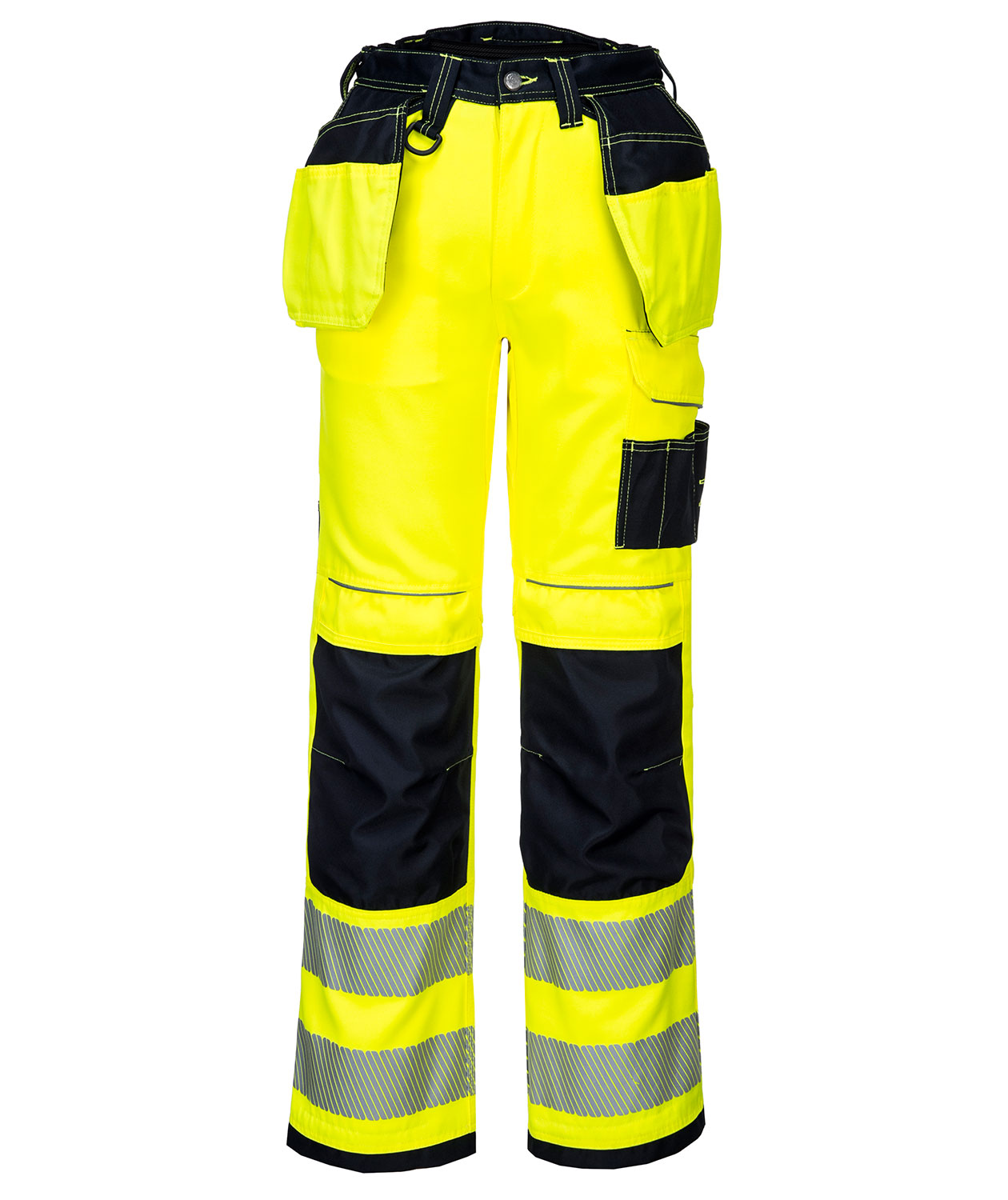 Portwest PW3 h&aring;ndv&aelig;rkerbukser, Hi-vis Gul/Sort