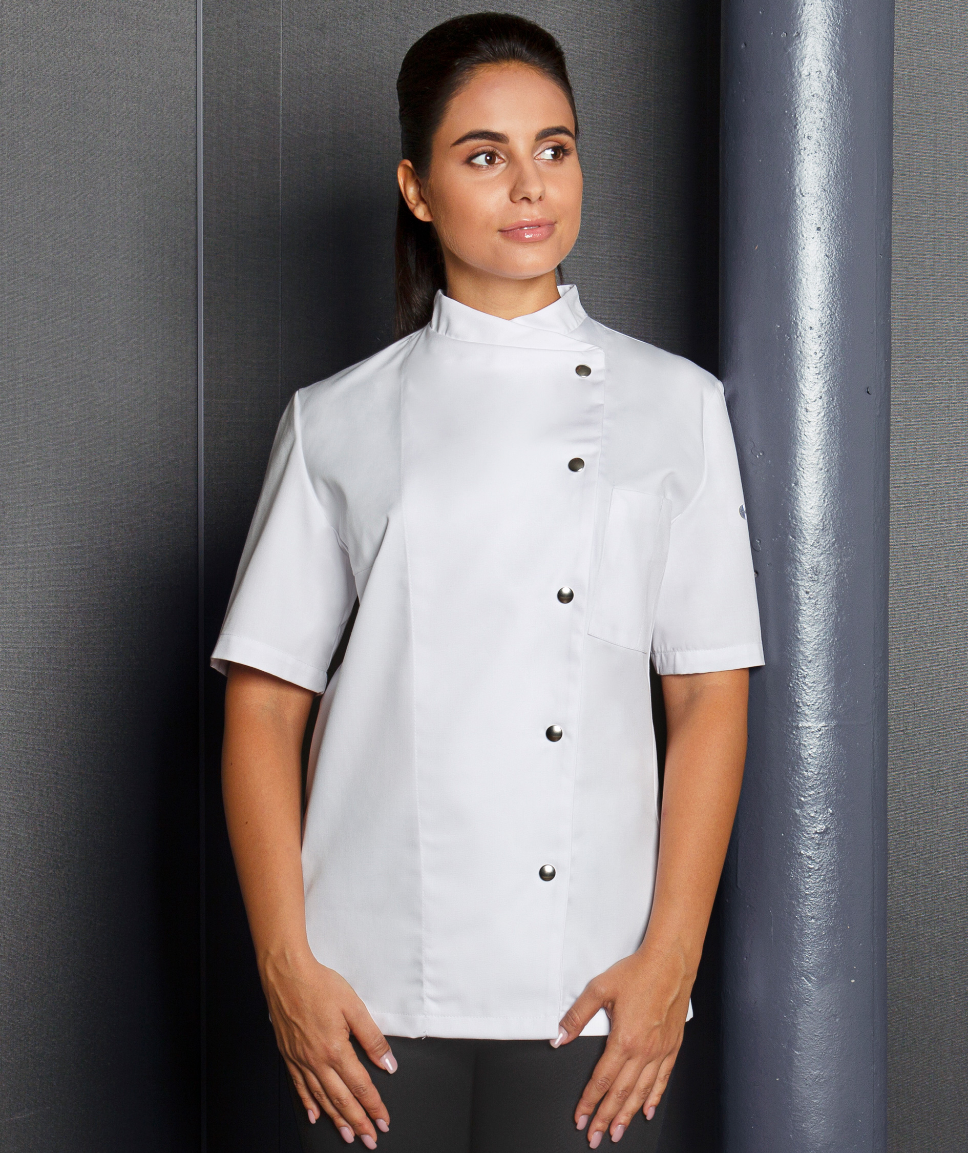 Karlowsky Greta kortermet dame kokkejakke, Hvit