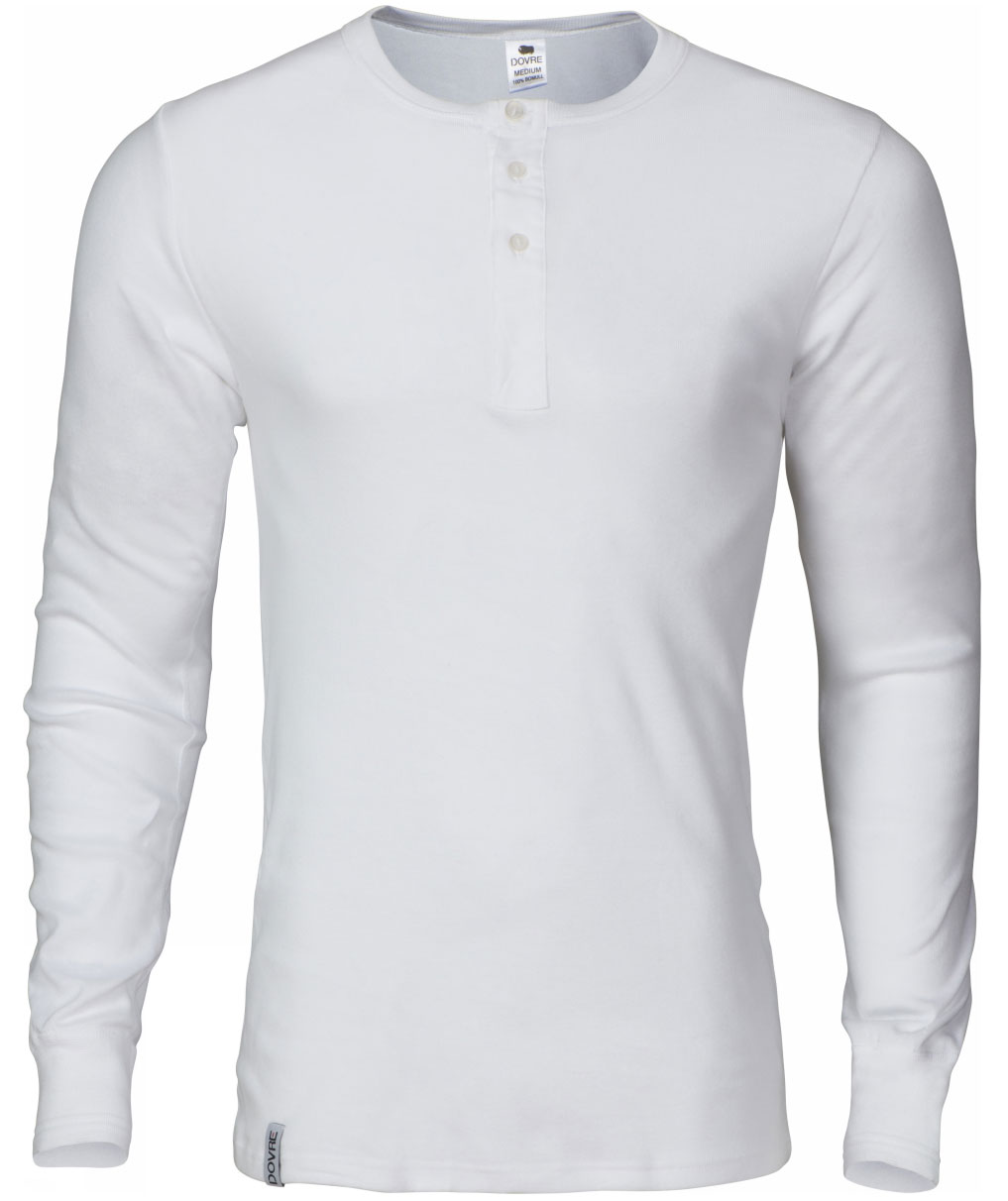 Dovre langermet grandad T-skjorte, Hvit, Hvit, swatch