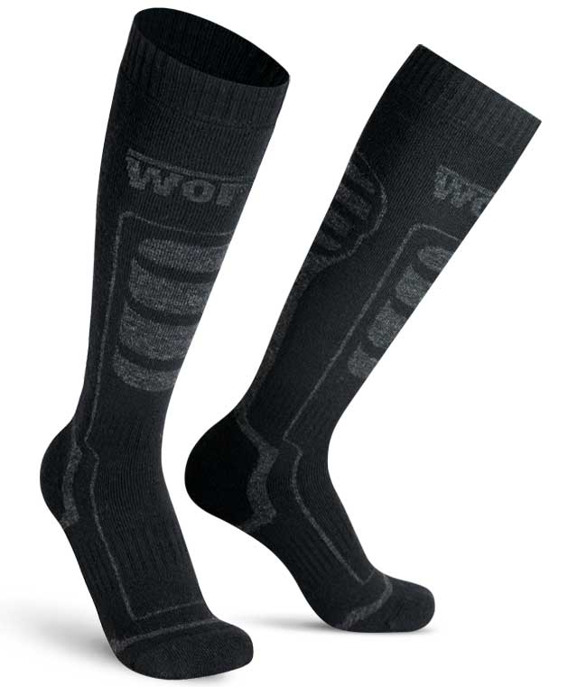 Worik Alpes kn&auml;strumpa med merinoull, Svart