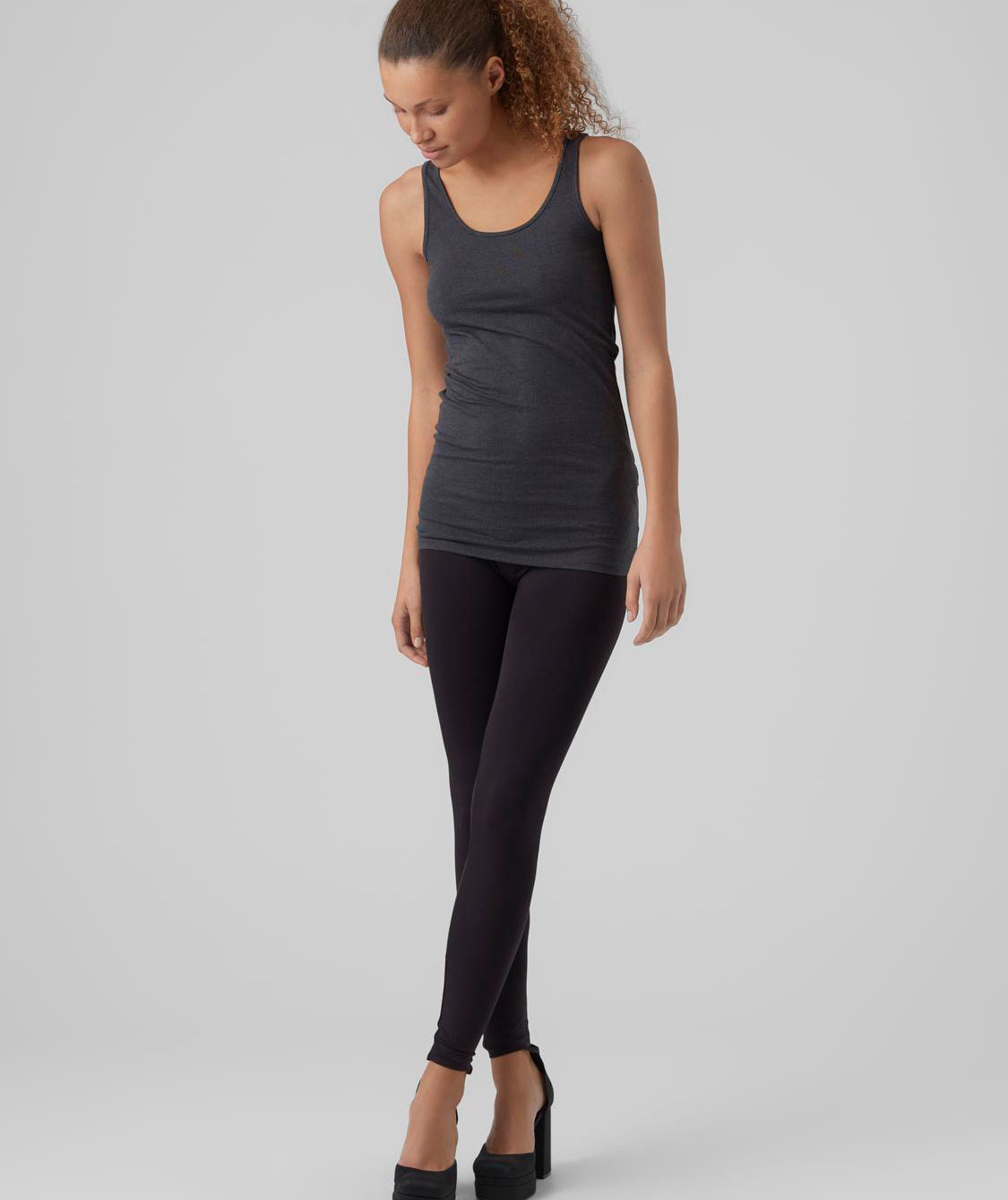 Vero Moda VMMAXI MY SOFT l&aring;ng linne dam, Dark Grey Melange, large image number 4