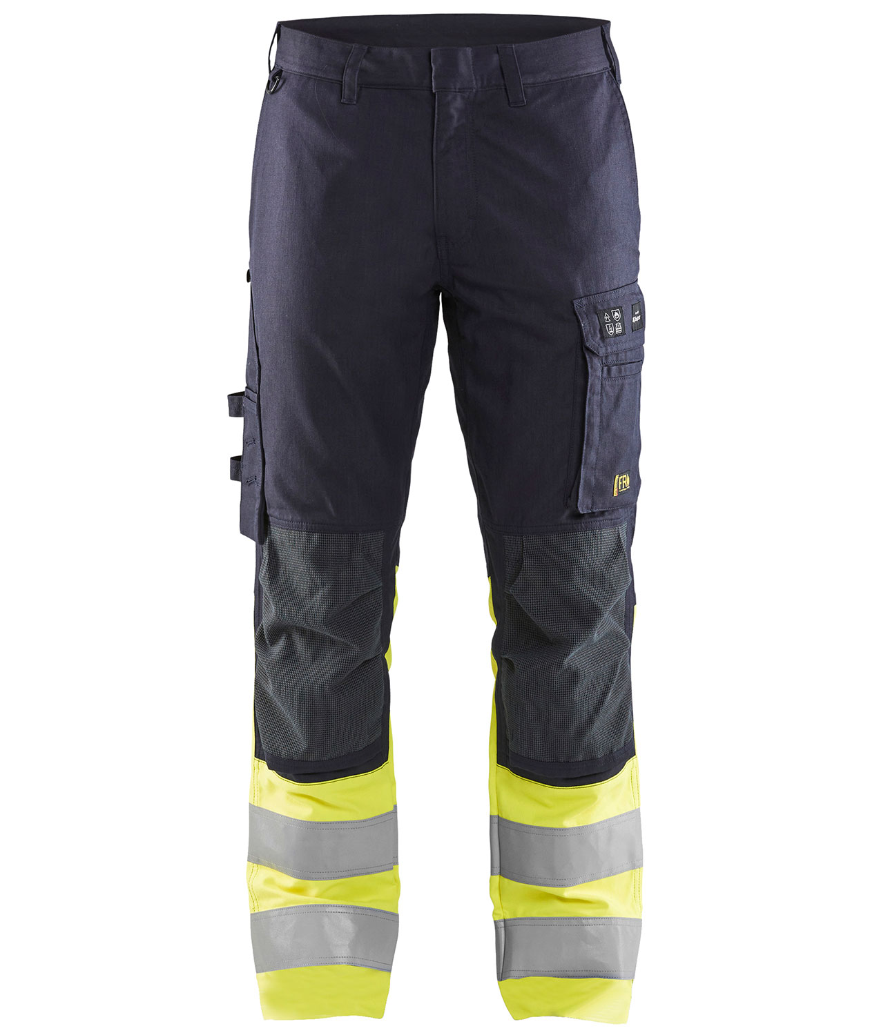 Bl&aring;kl&auml;der Multinorm arbejdsbukser, Marine/Hi-Vis gul