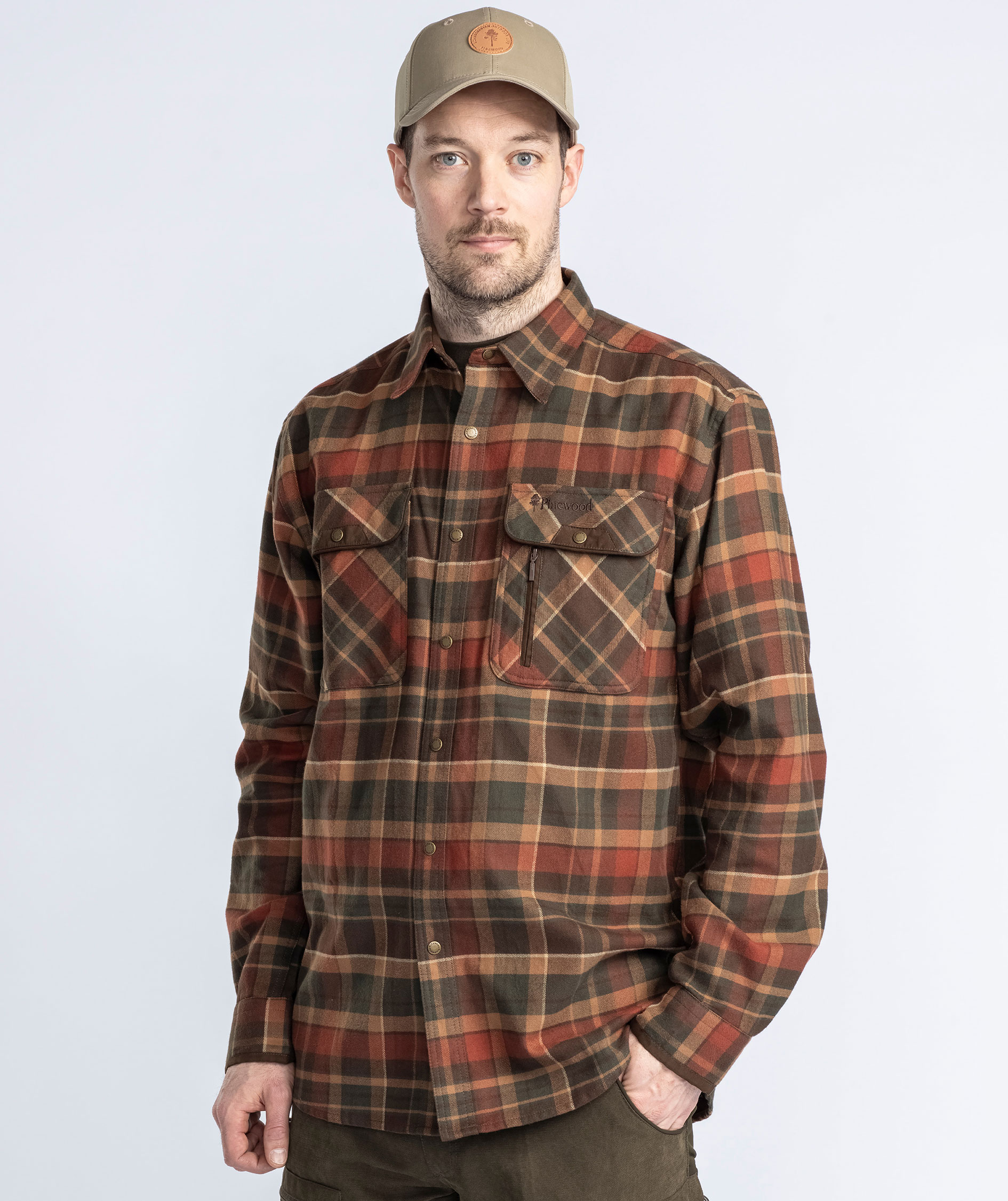 Pinewood Prestwick Exclusive skovmandsskjorte, Dark Green/Terracotta, large image number 6