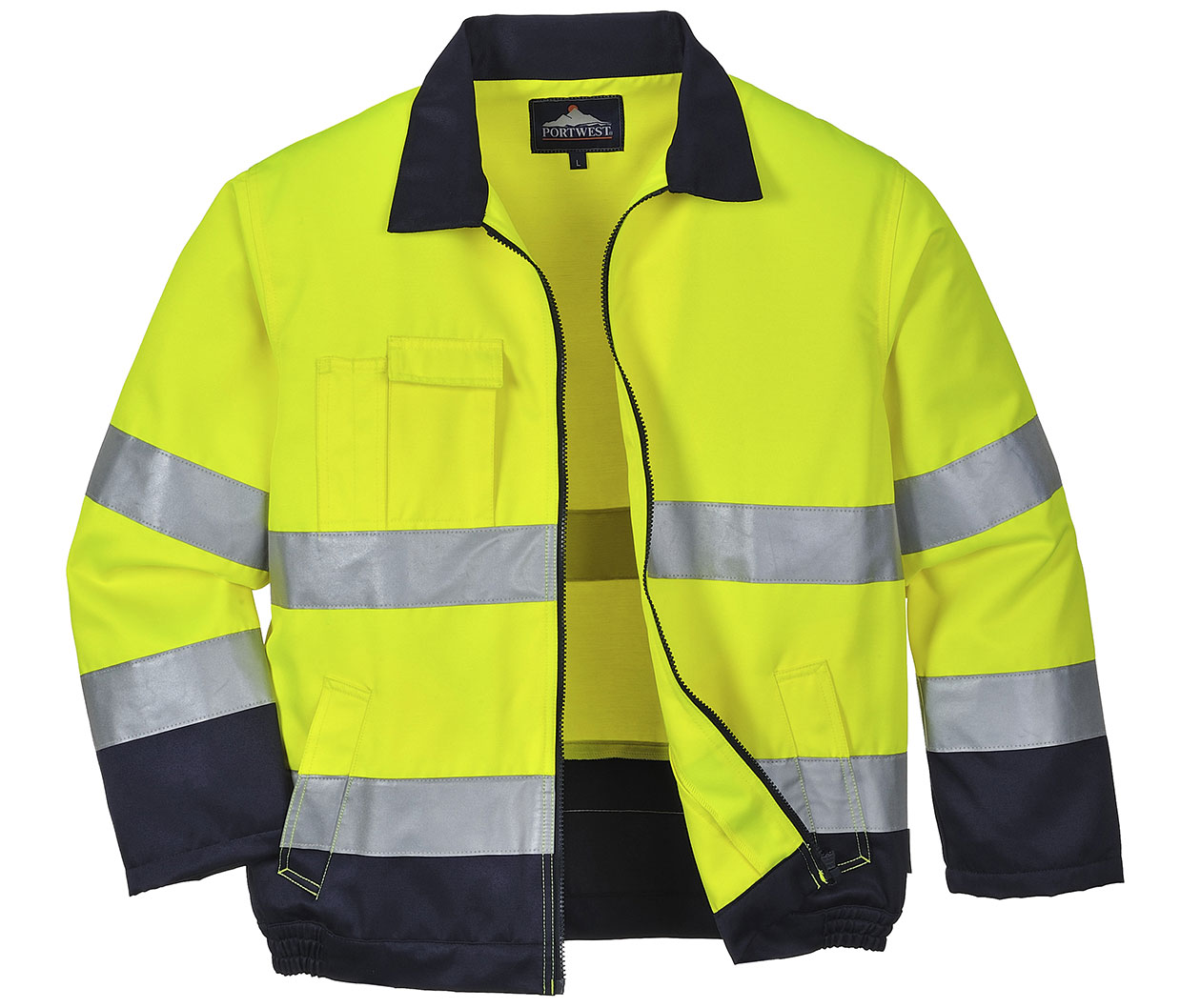 Portwest arbejdsjakke, Hi-Vis gul/marine, large image number 0