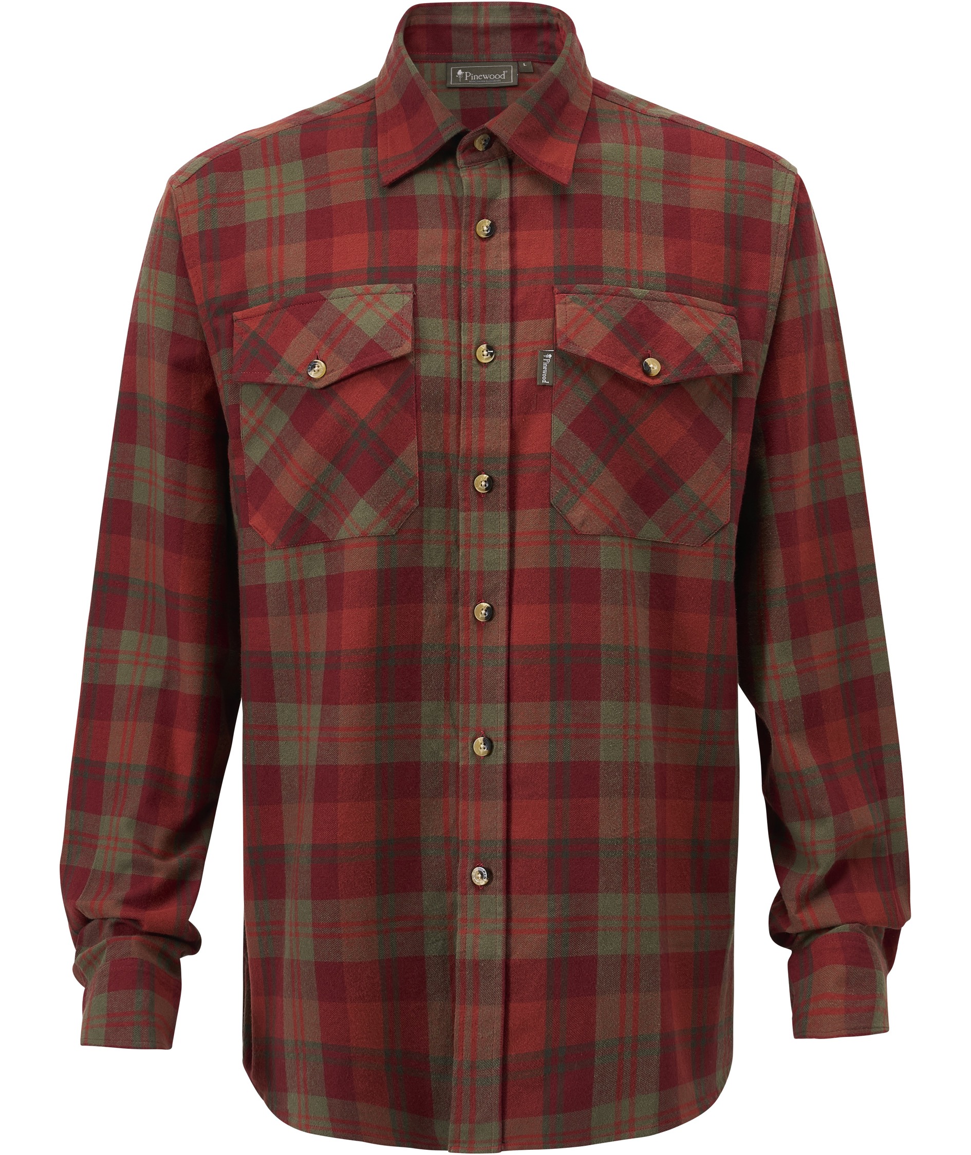 Pinewood H&auml;rjedalen regular fit flannel skovmandsskjorte, Terracotta/Green