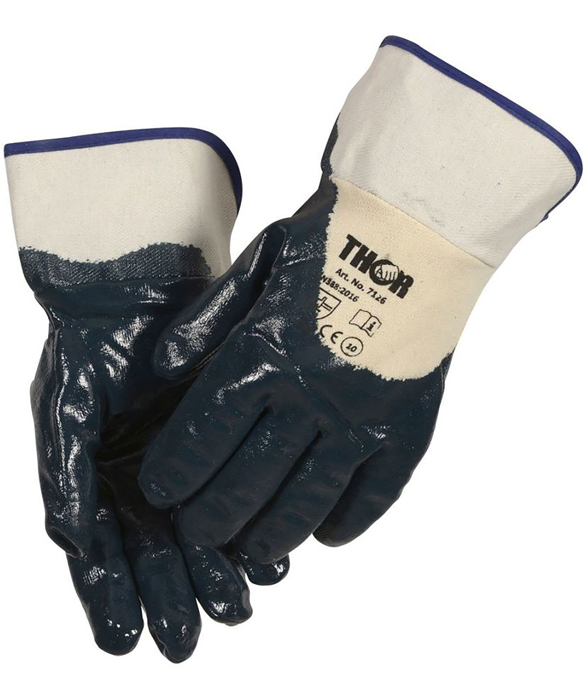 Thor 7126 NBR nitrile work gloves, Blue/White, Blue/White, large image number 0