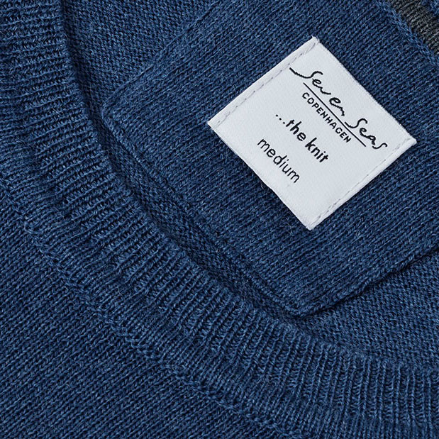 Seven Seas knitted pullover with merino wool, Blue melange, large image number 3