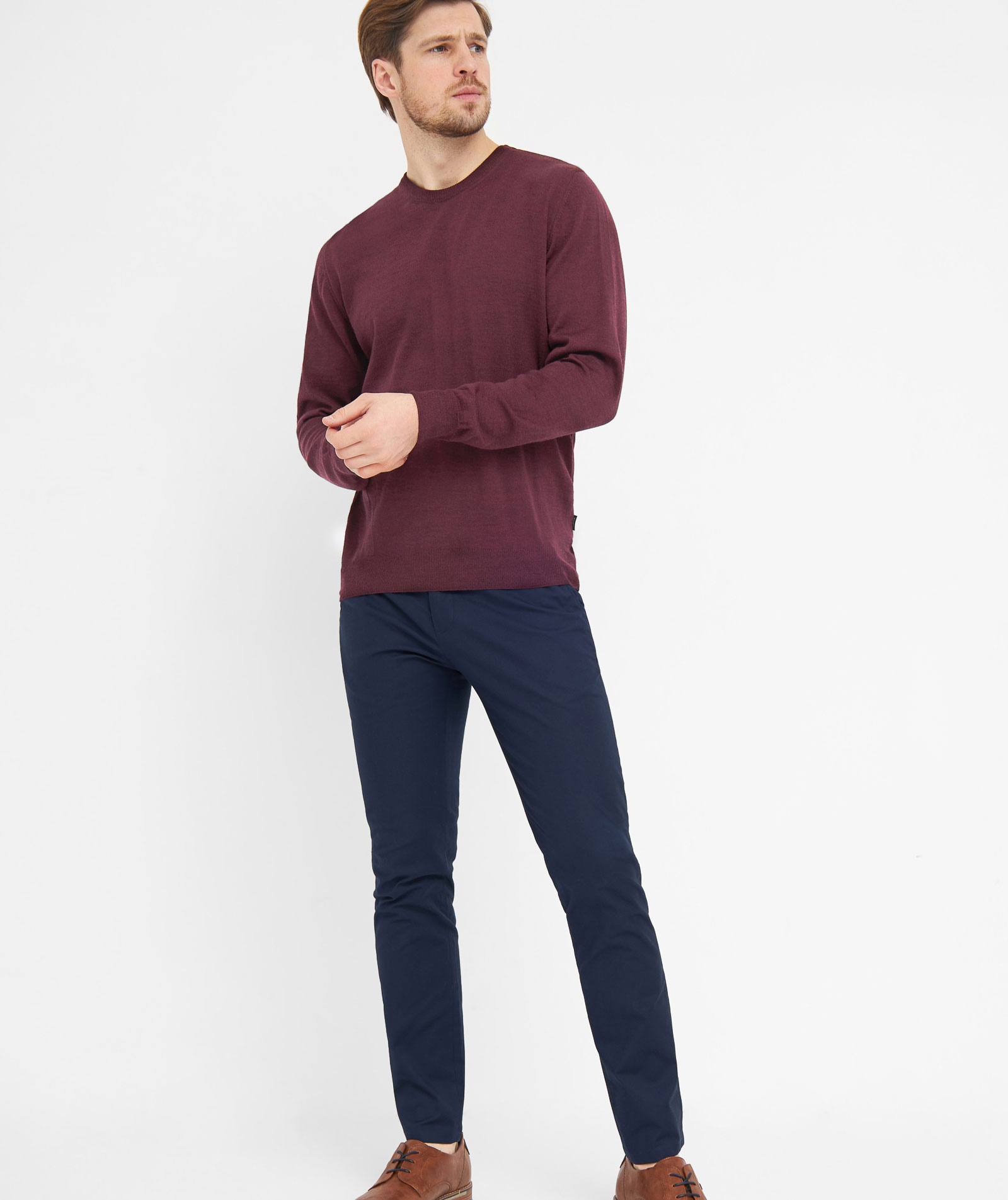 Clipper Milan knitted pullover with merino wool, Burgundy melange, large image number 6
