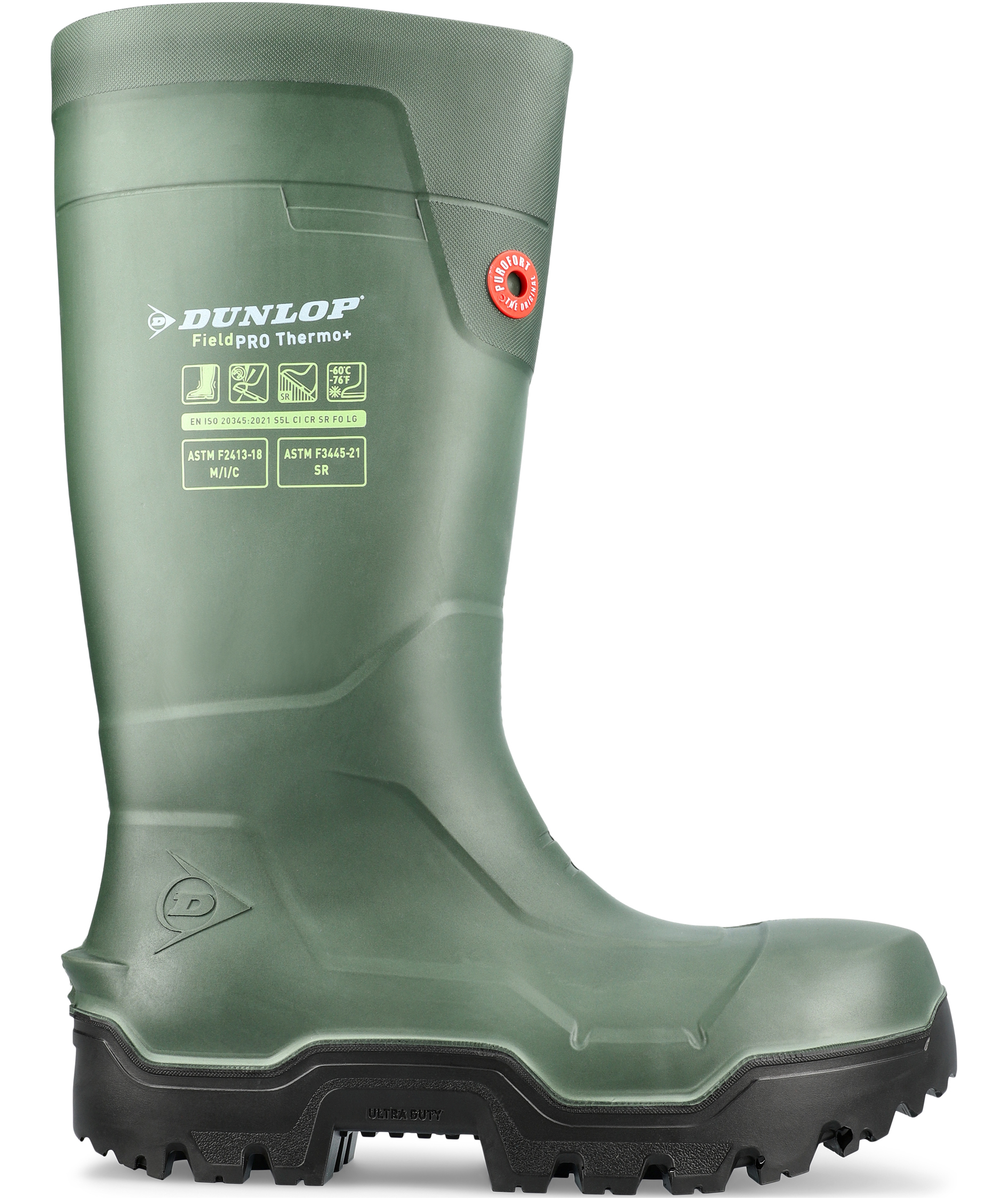 Dunlop Purofort Fieldpro Thermo+ Sicherheitsgummistiefel S5, Gr&uuml;n