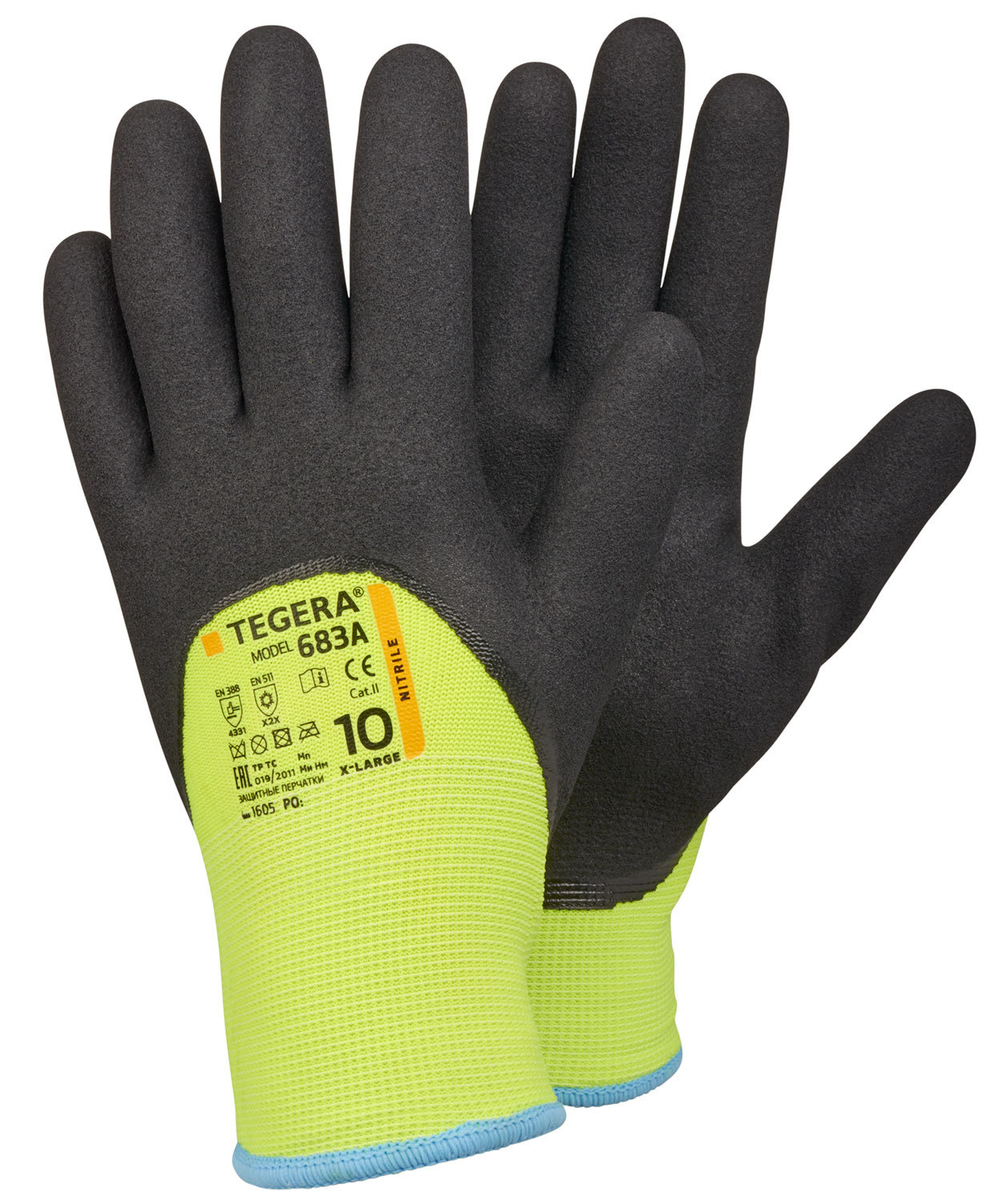 Tegera 683A K&auml;lteschutzhandschuhe, Hi-vis Gelb/Schwarz