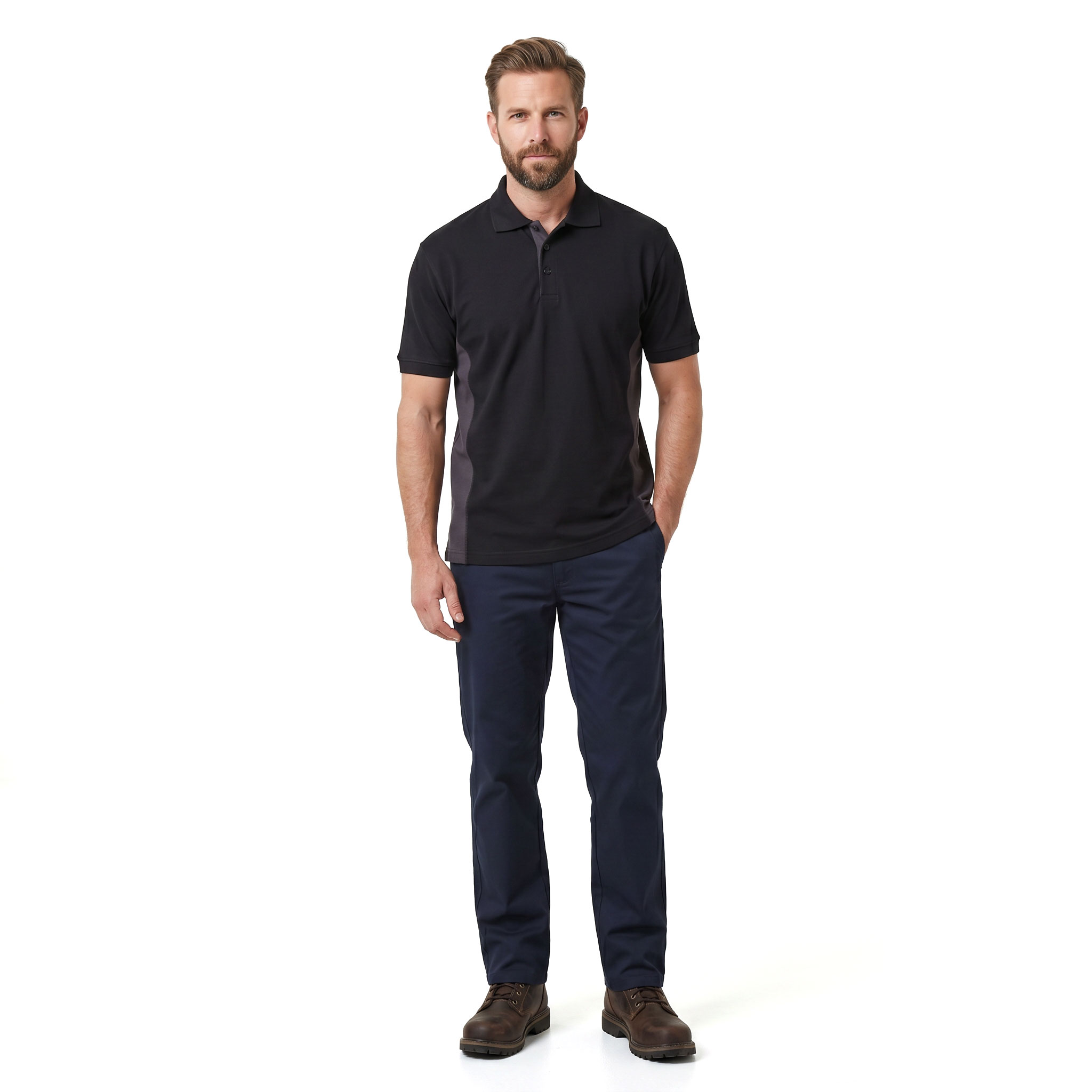 J.A.K. Basic polo shirt 1625, Black/Grey, large image number 2