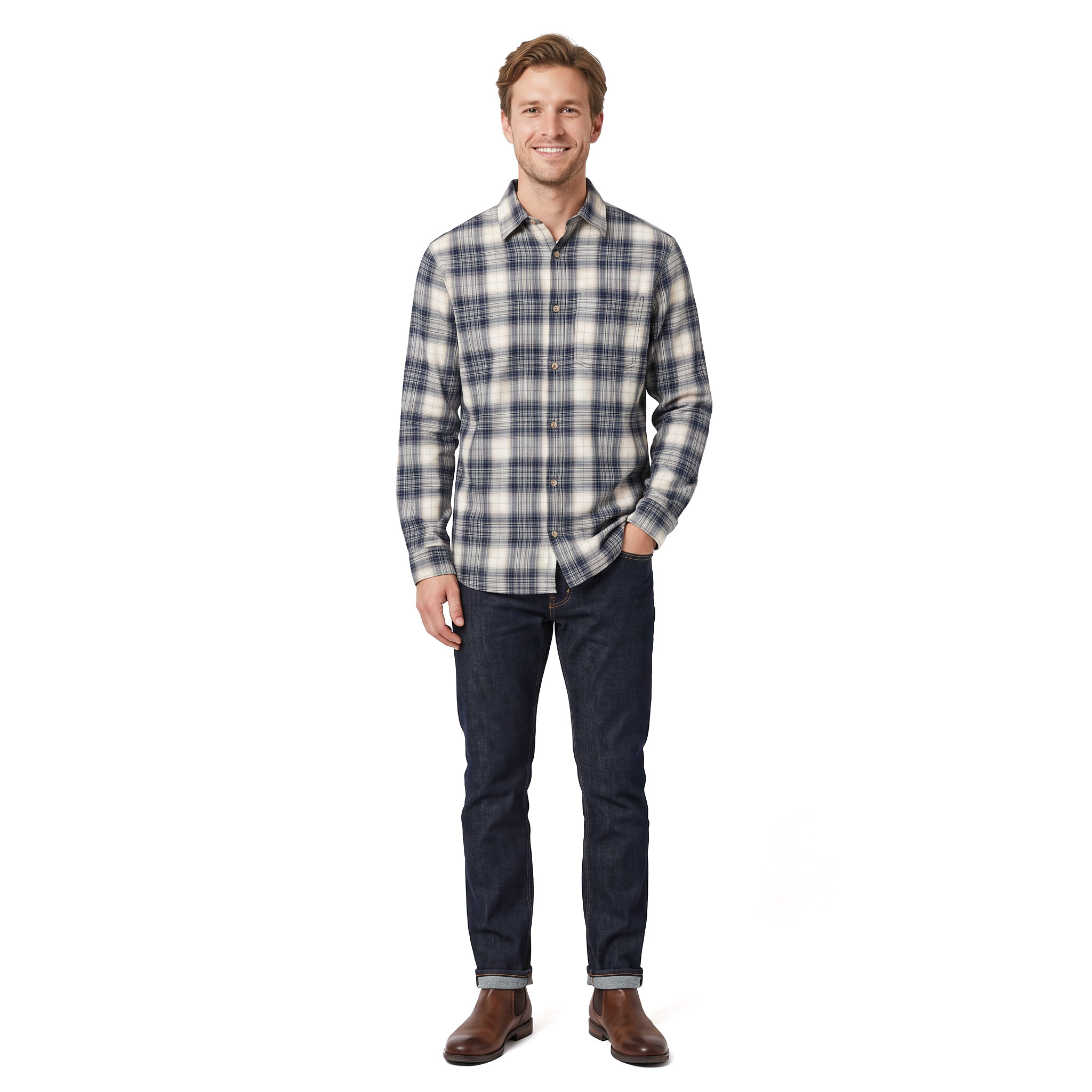 Jack & Jones JJJAMES flannel shirt, Cloud Dancer, large image number 2
