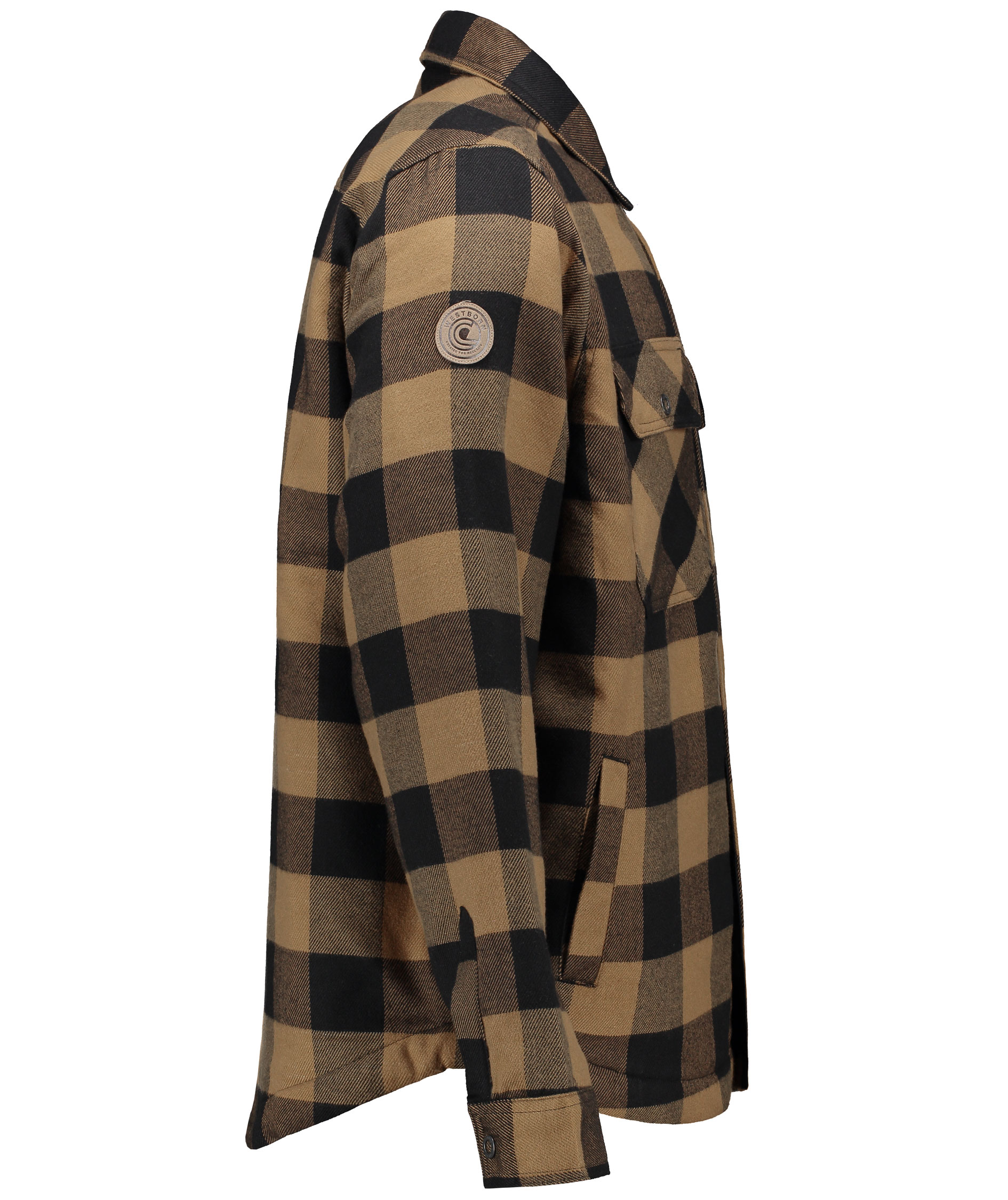 Westborn Gef&uuml;ttert Flannell Hemdjacke, Camel/Black, large image number 4