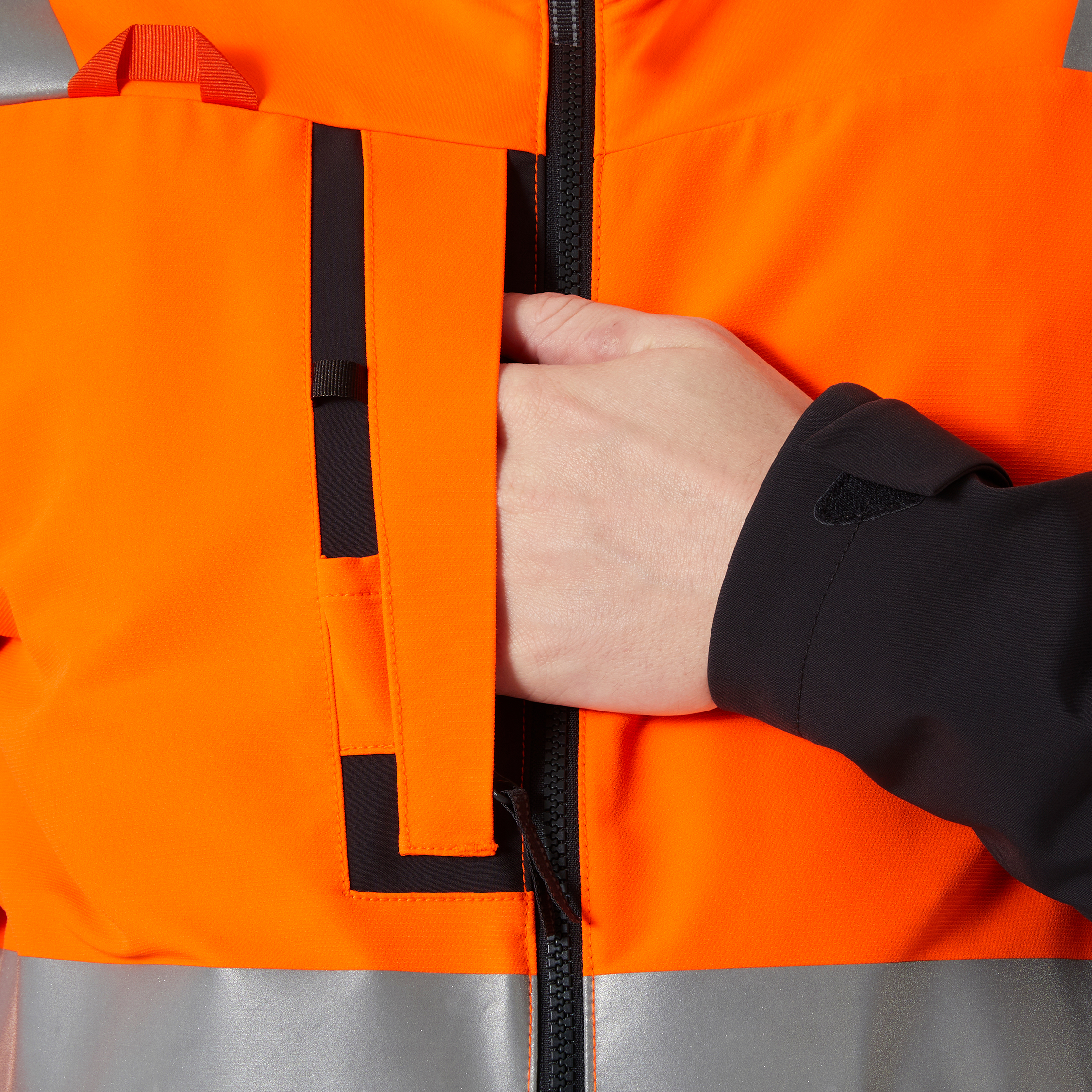 Helly Hansen Alna 4X Tech arbetsjacka full stretch, Varsel Orange/Ebony, large image number 4