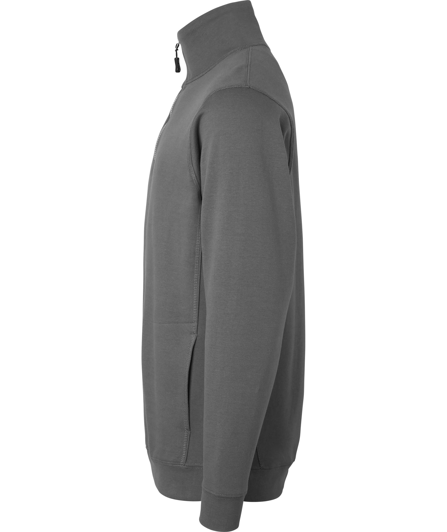 Top Swede sweatshirt med kort lynl&aring;s 0102, M&oslash;rk Gr&aring;, large image number 3