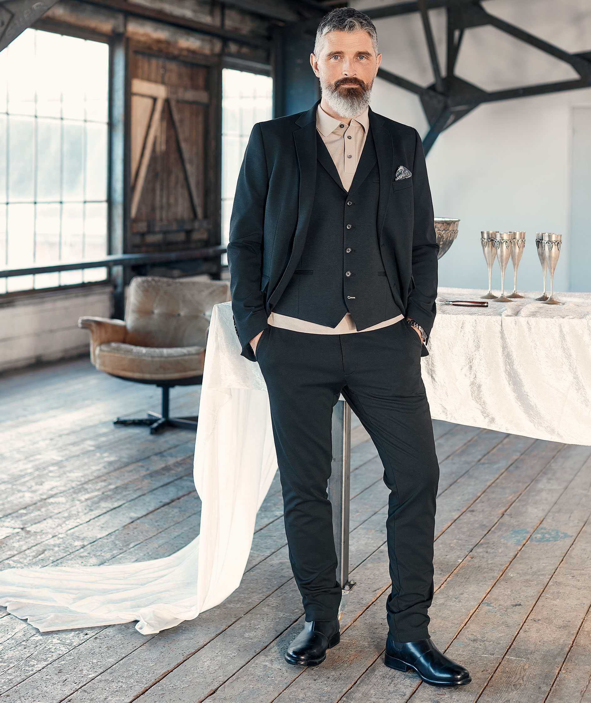 Sunwill Extreme Flexibility Slim fit chinos, Black, large image number 1