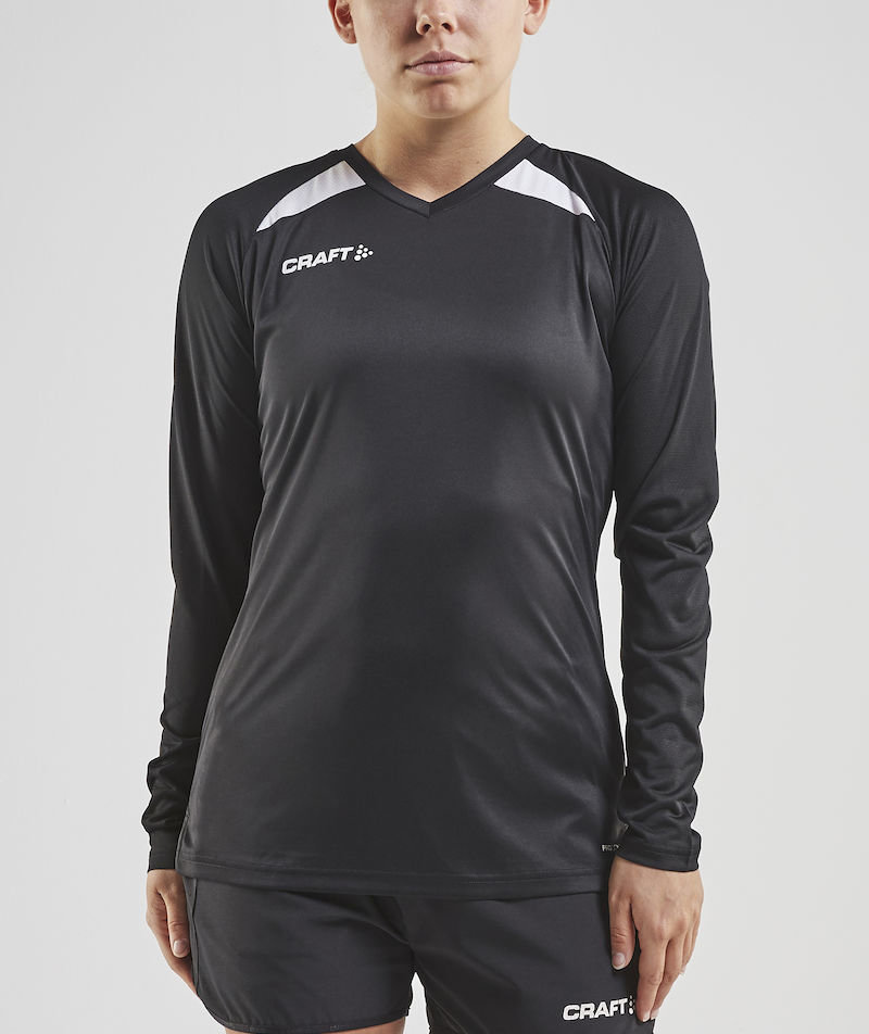 Craft Pro Control Impact l&aring;ng&auml;rmad T-shirt dam, Svart/Vit