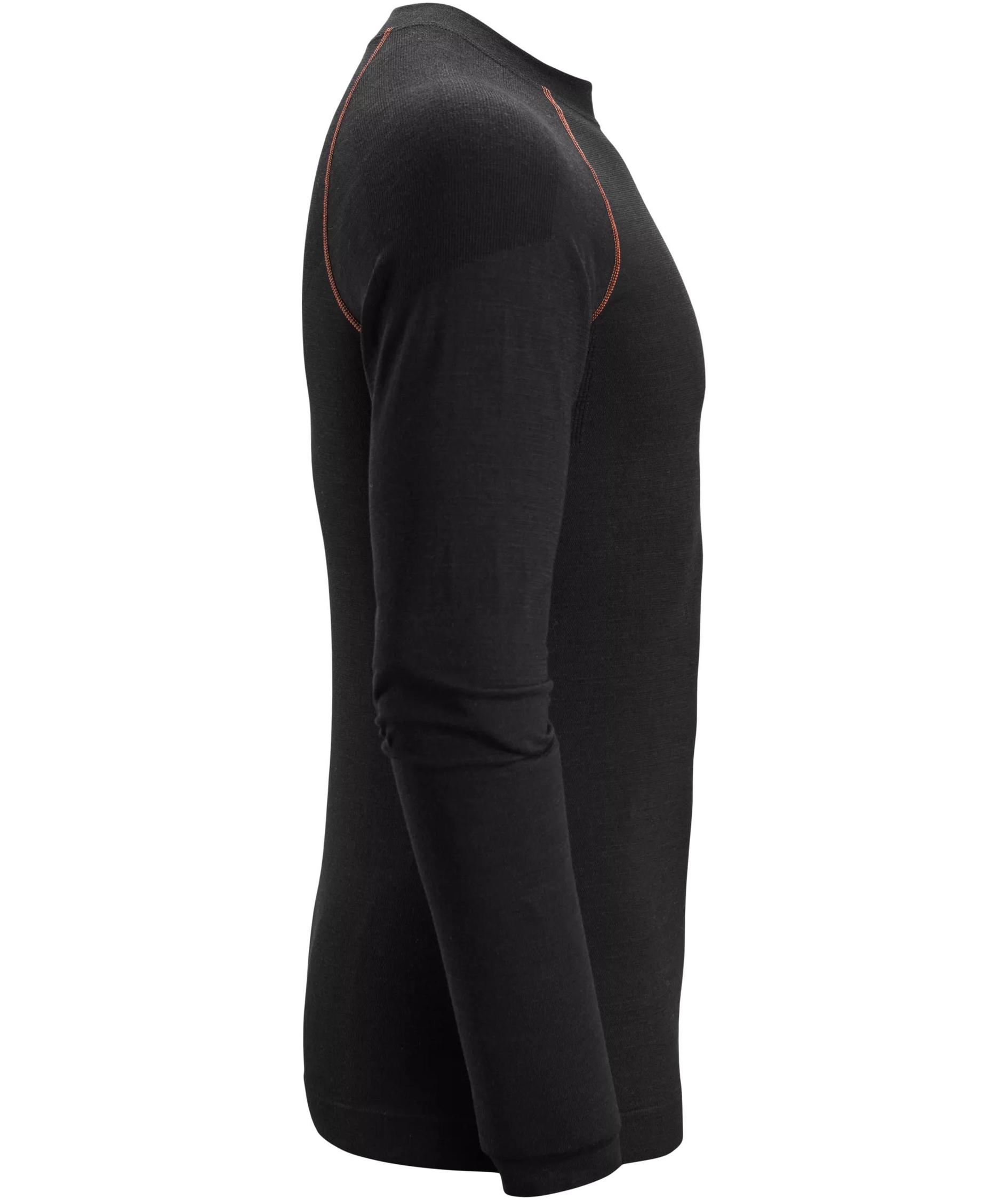 Snickers lang&aelig;rmet thermal crewneck with wool, Black, large image number 3