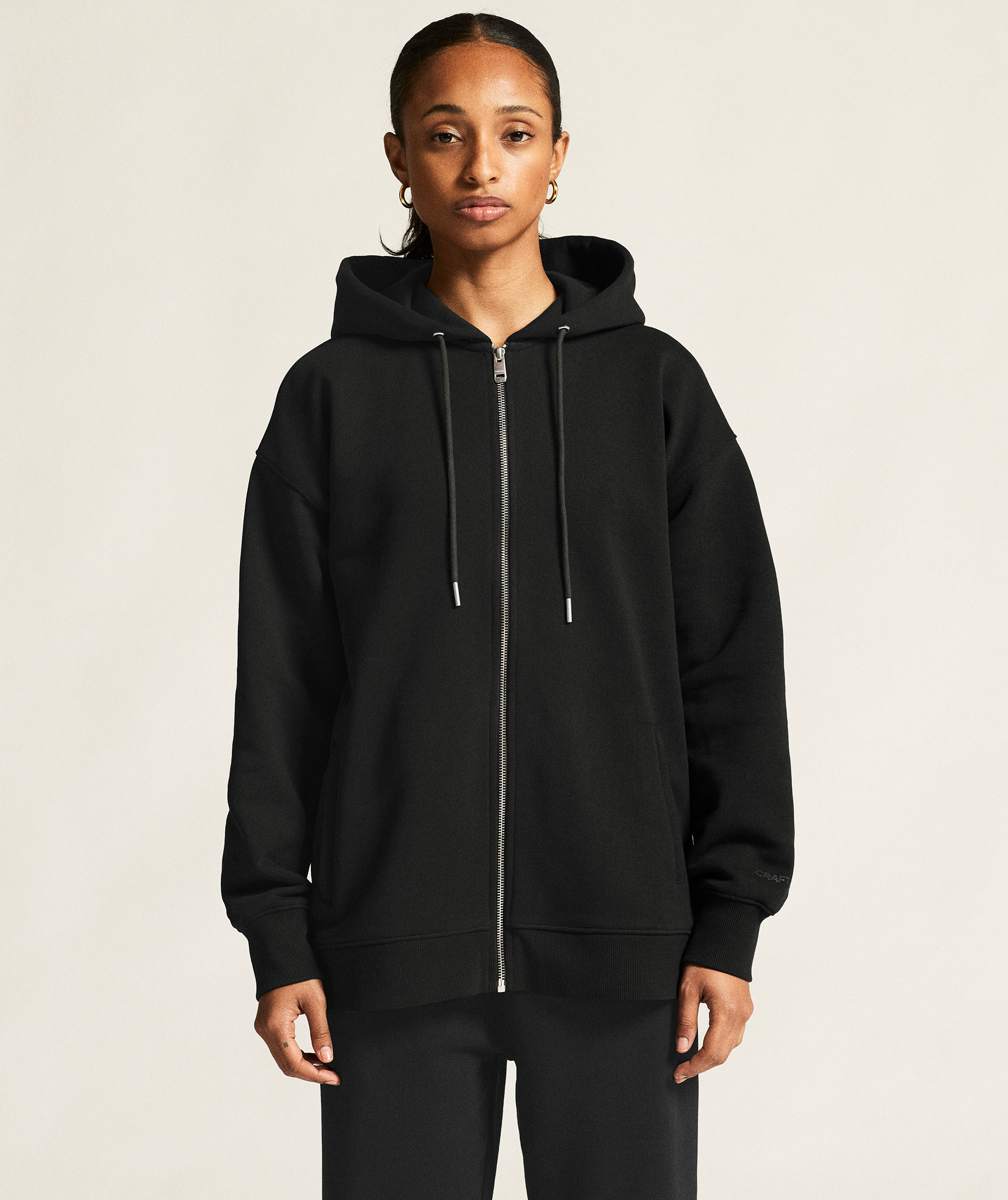 Craft Frequent hoodie med dragkedja dam, Black